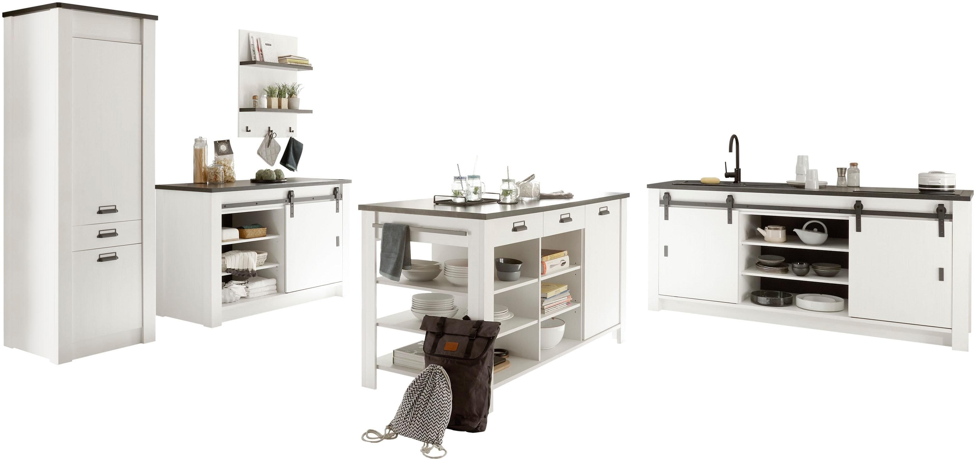 HOME AFFAIRE Küche Sherwood Weiß Anthrazit 400cm