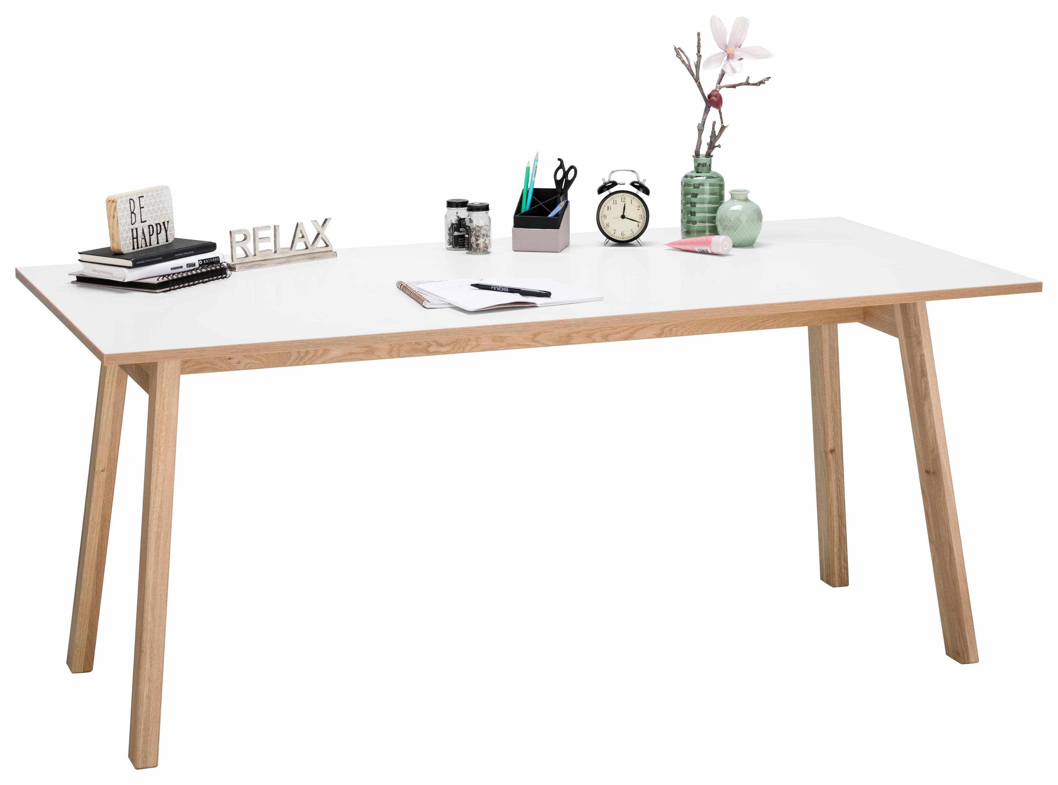 Schreibtisch VOGL MÖBELFABRIK Trelle Weiß Matt Eiche Massiv