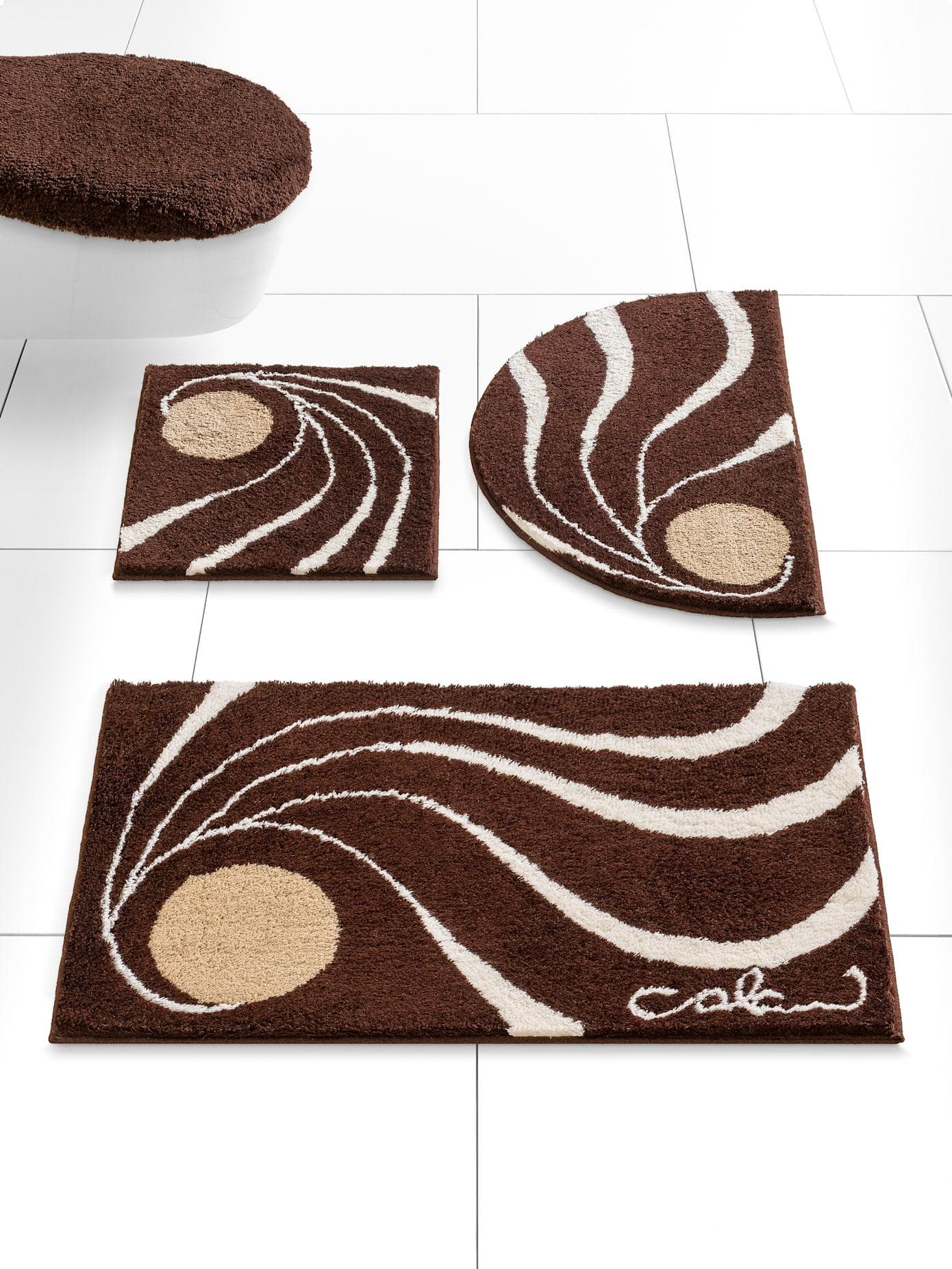 Badematte Grund Braun Ecru Quadratisch 60x60cm