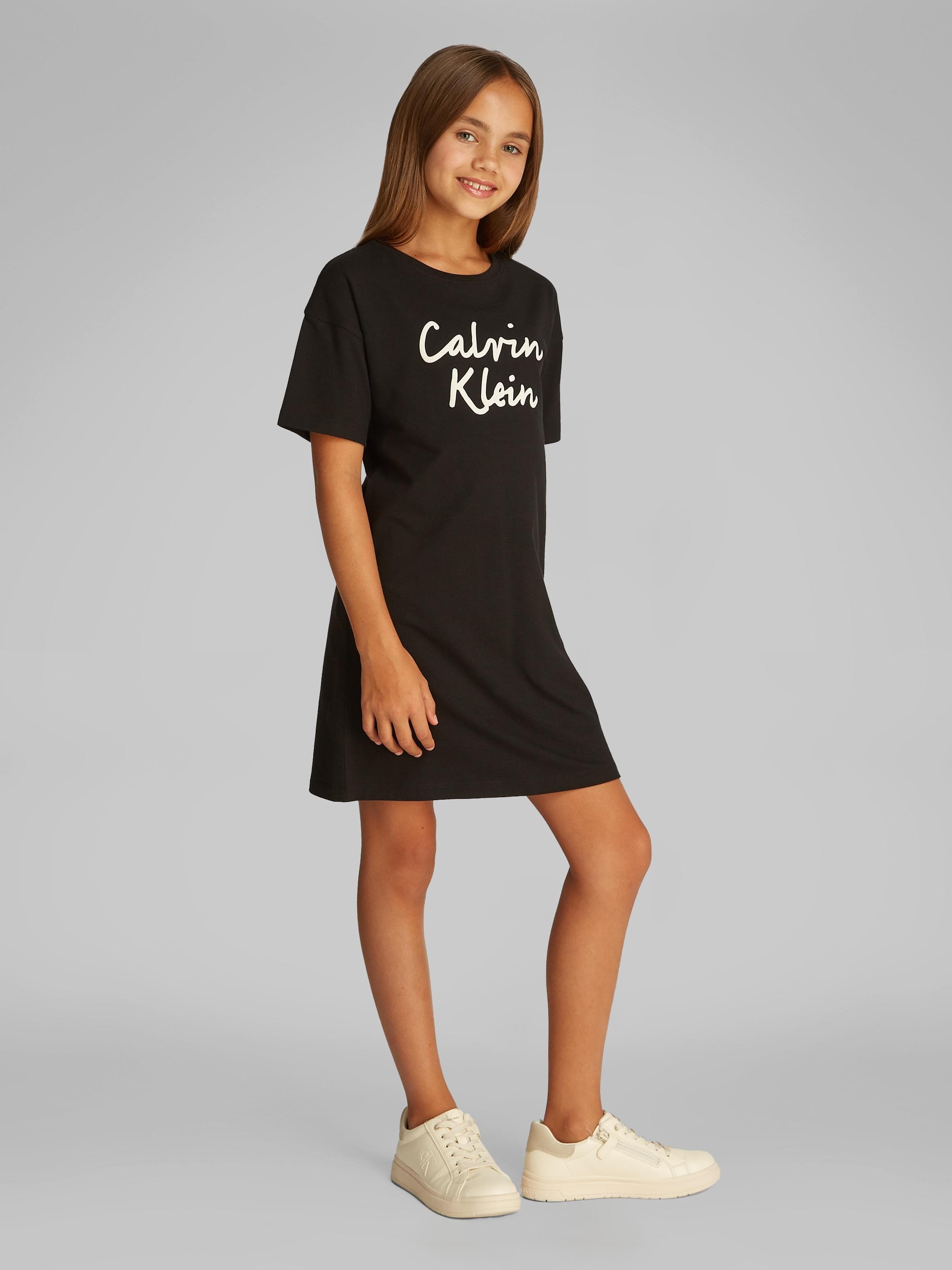 Calvin Klein Jeans Jerseykleid Script Logo T-Shirt Dress Mädchen Schwarz