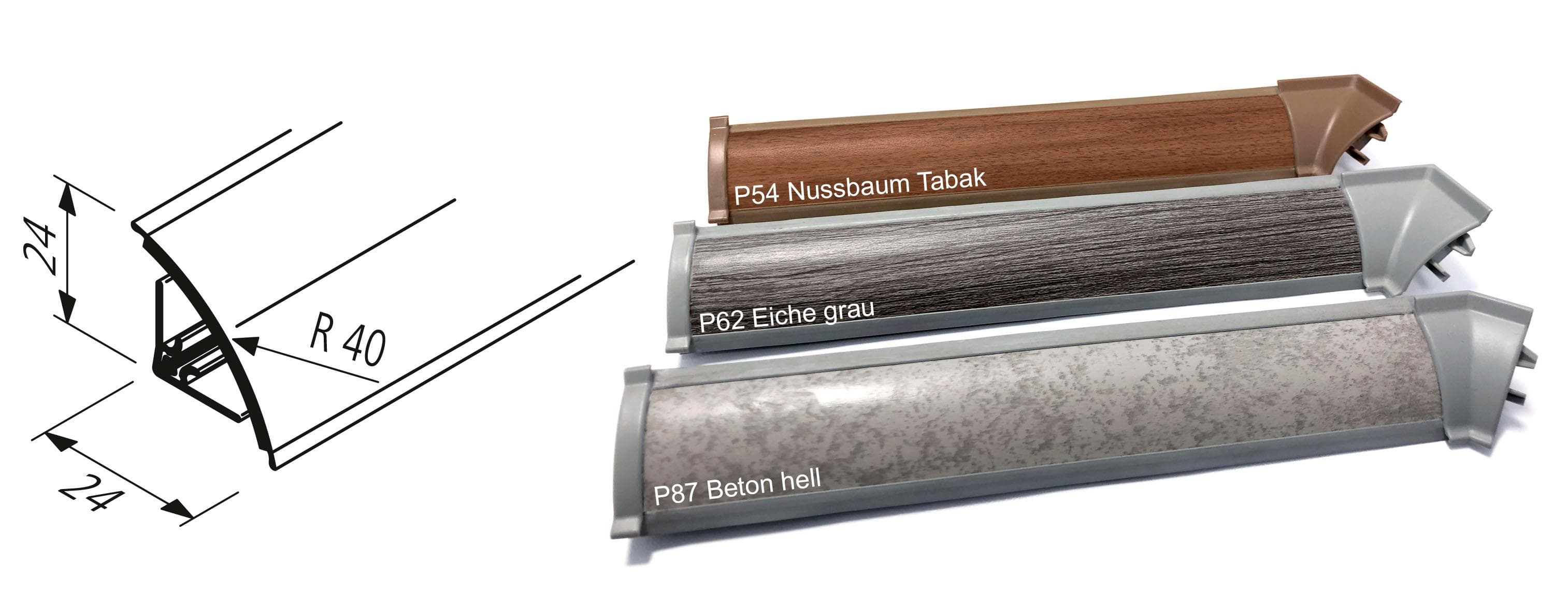 Abschlussleiste Express Küchen, Eichefarben grau, 400 cm