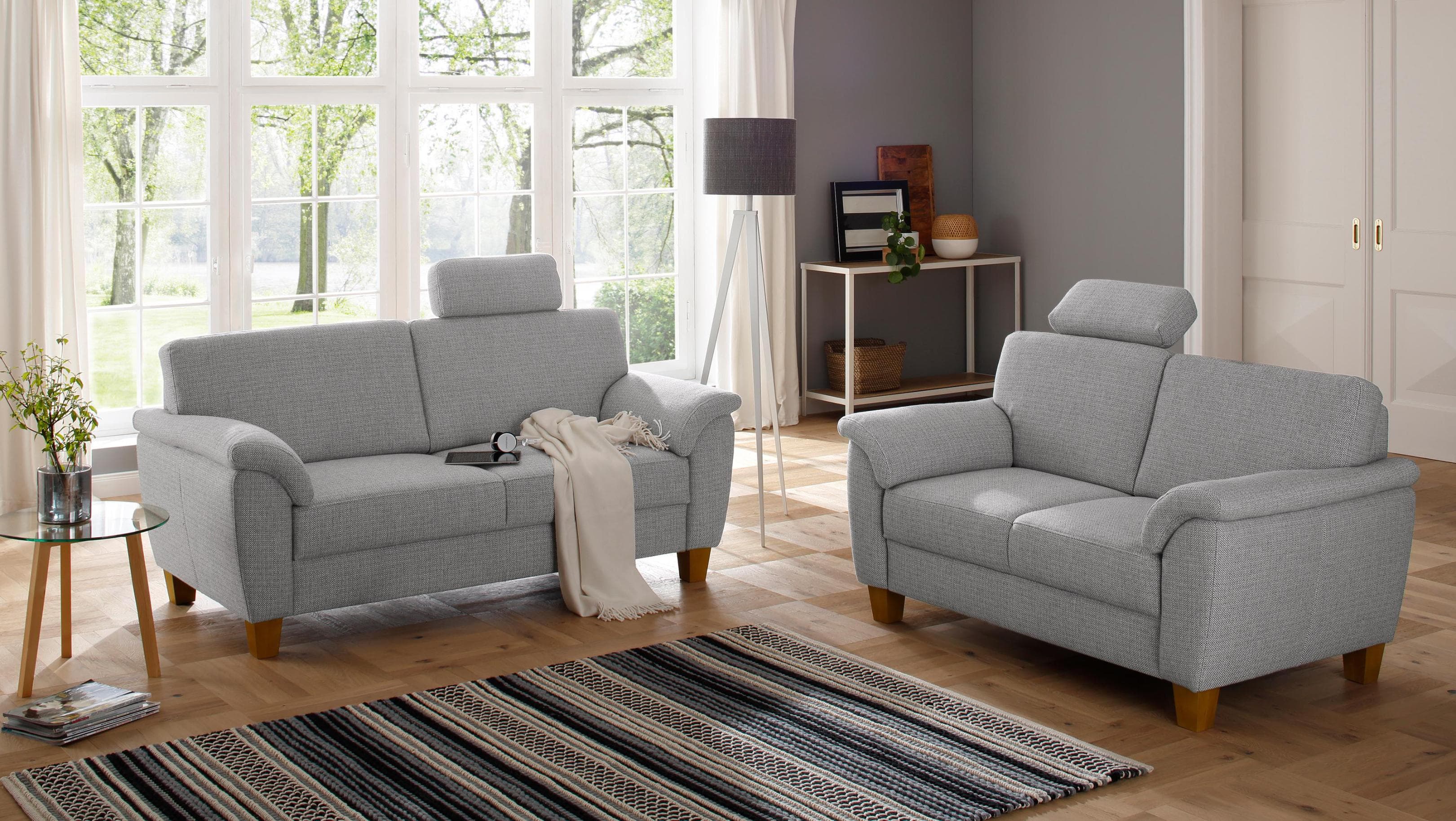 Polstergarnitur Set mit Federkern und Kontrastnaht