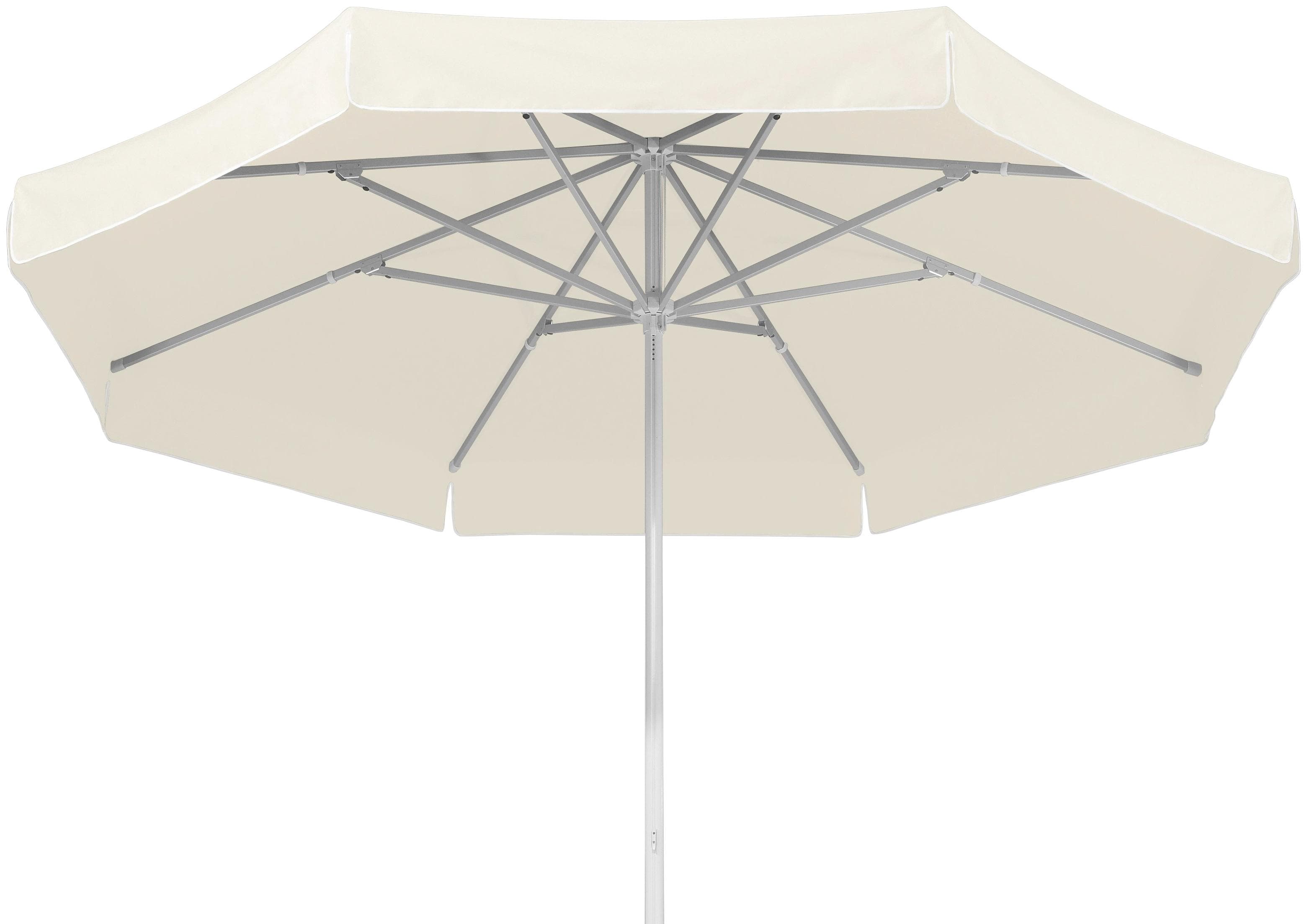 Marktschirm aus Aluminium und Polyester, weiß, rund