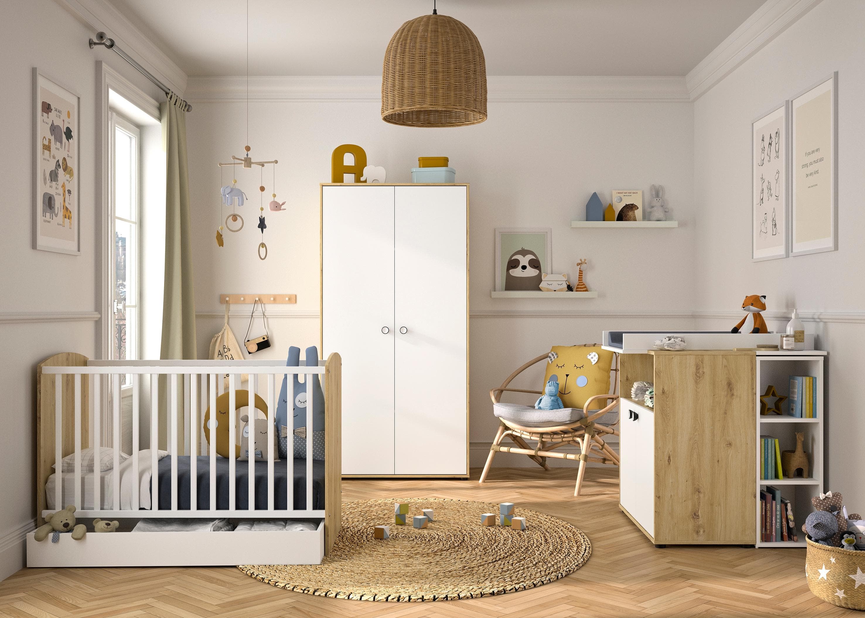 Babyzimmer-Komplettset GALIPETTE "Arthur" Braun Eiche Artisan