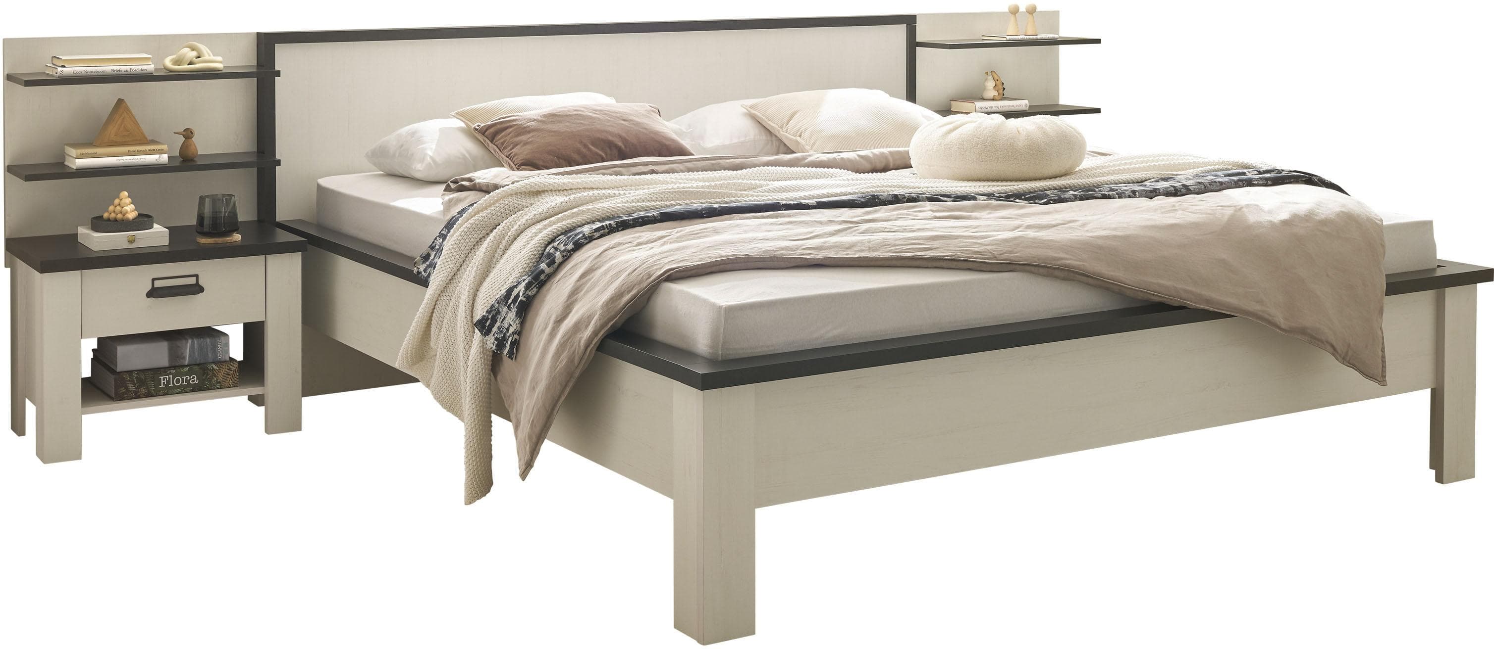 Home affaire Bettanlage SHERWOOD, 5-tlg., Liegefläche 180/200 cm, 2 Nachttische und 2 Wandpaneele