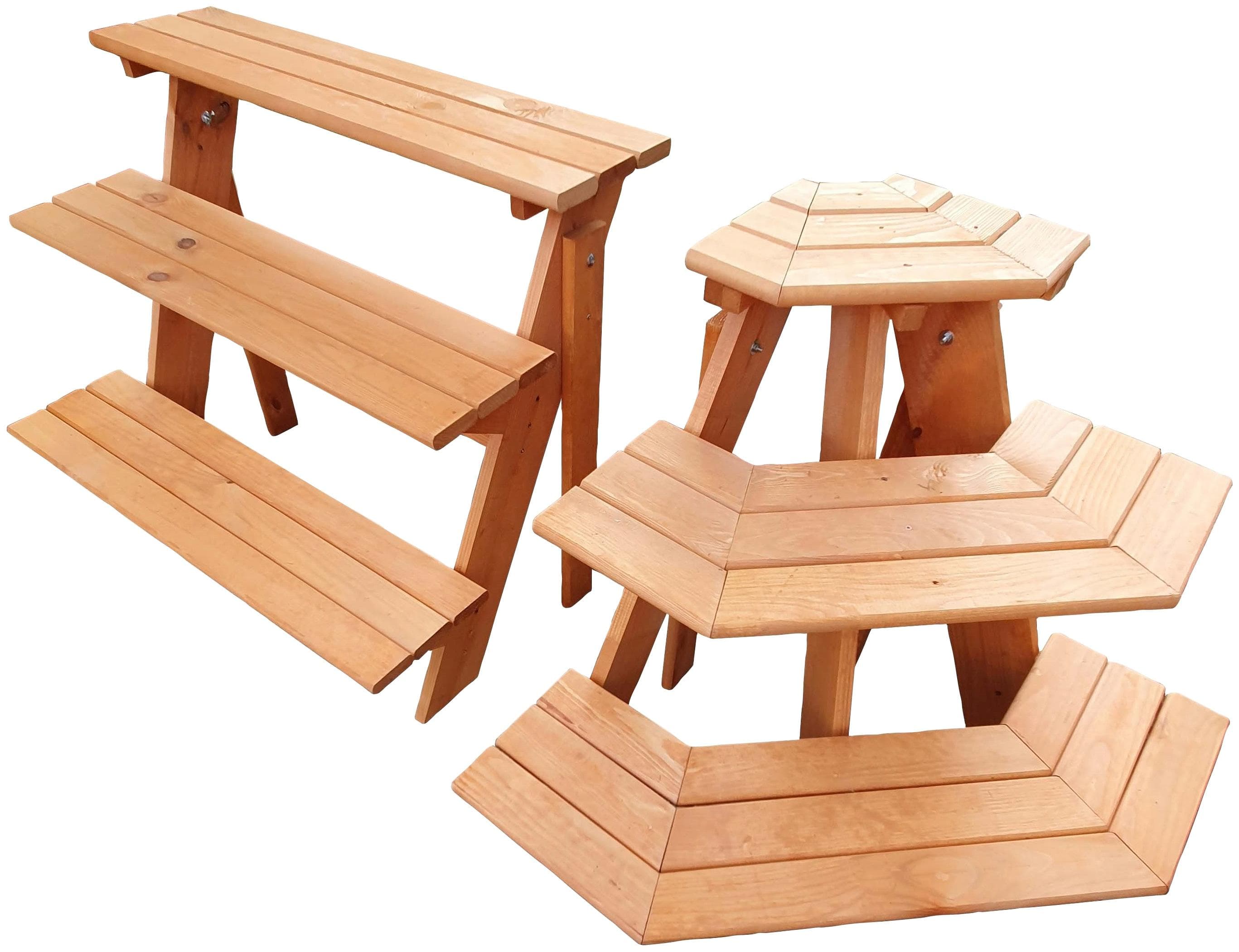 Promadino Blumenständer Blumentreppe Braun Kiefer Holz UV-beständig