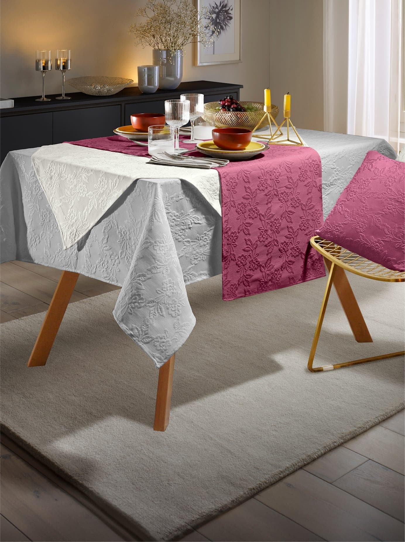 Tischdecke Grau 130x260 cm Steingrau Eckig