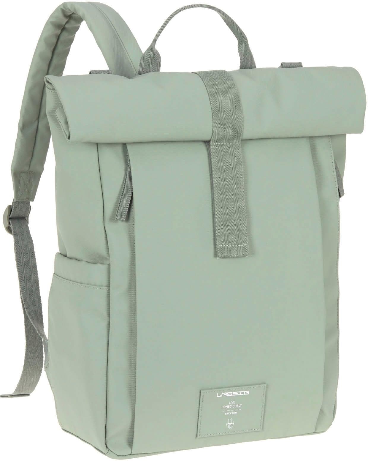 LÄSSIG Wickelrucksack Green Label Rolltop Up Silber Grün