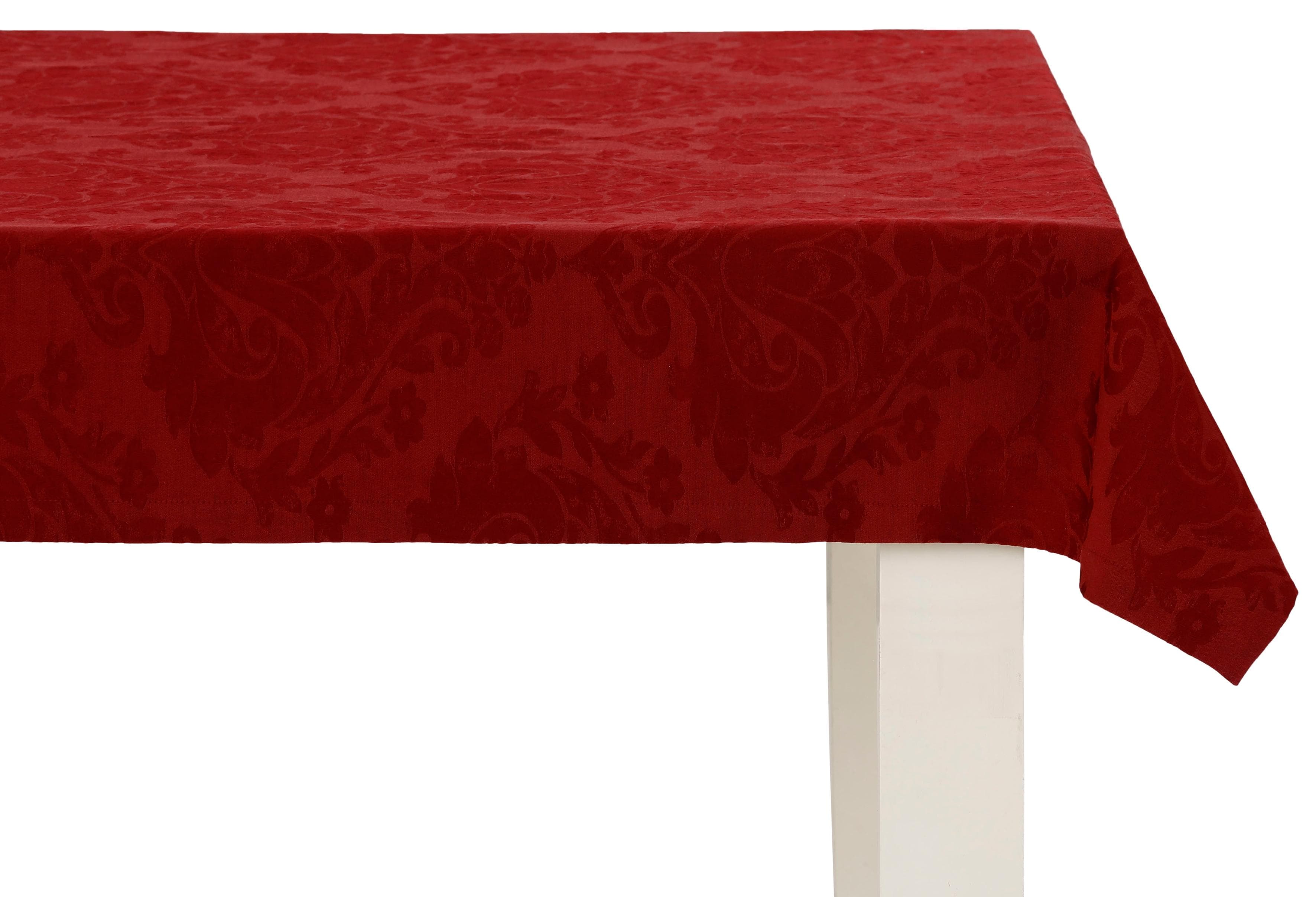 Tischdecke DREAMS Ornament Jacquard Rot 150x250 cm