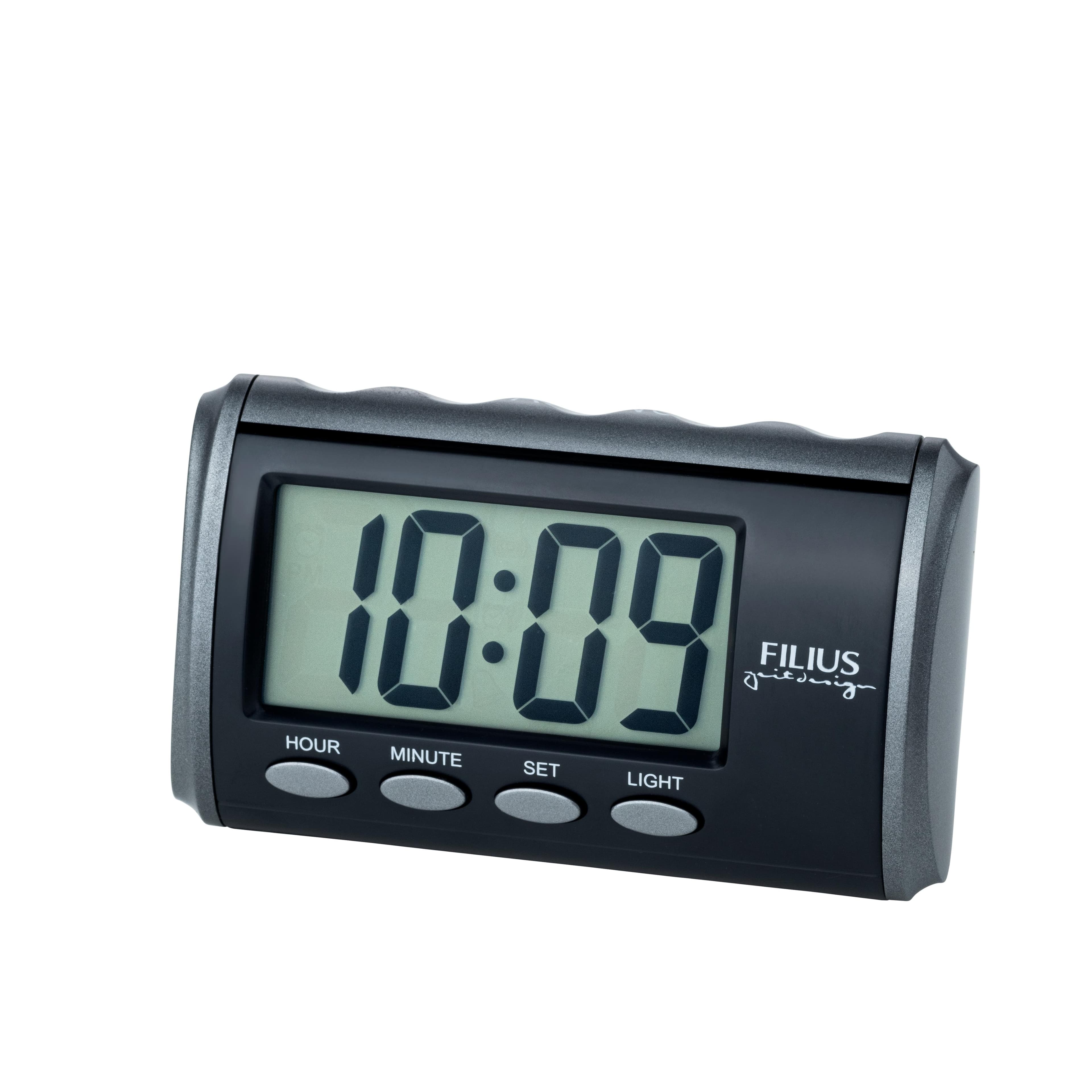 Quarzwecker FILIUS ZEITDESIGN "Talking" Schwarz Digitalwecker mit Beleuchtung
