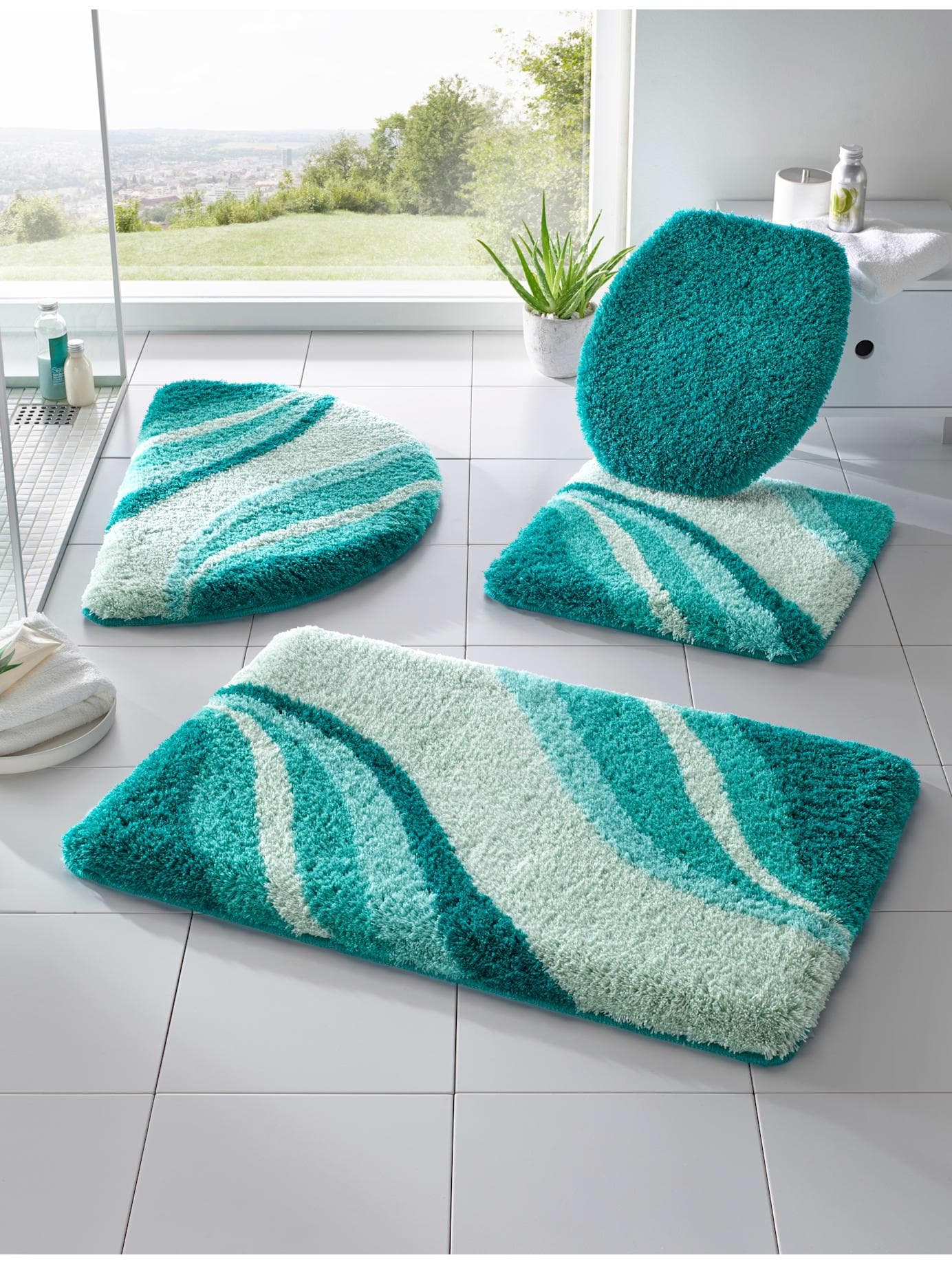 Badematte HAGEMANN Gr. 1, blau (wintertürkis), rechteckig (60cm x 90cm)