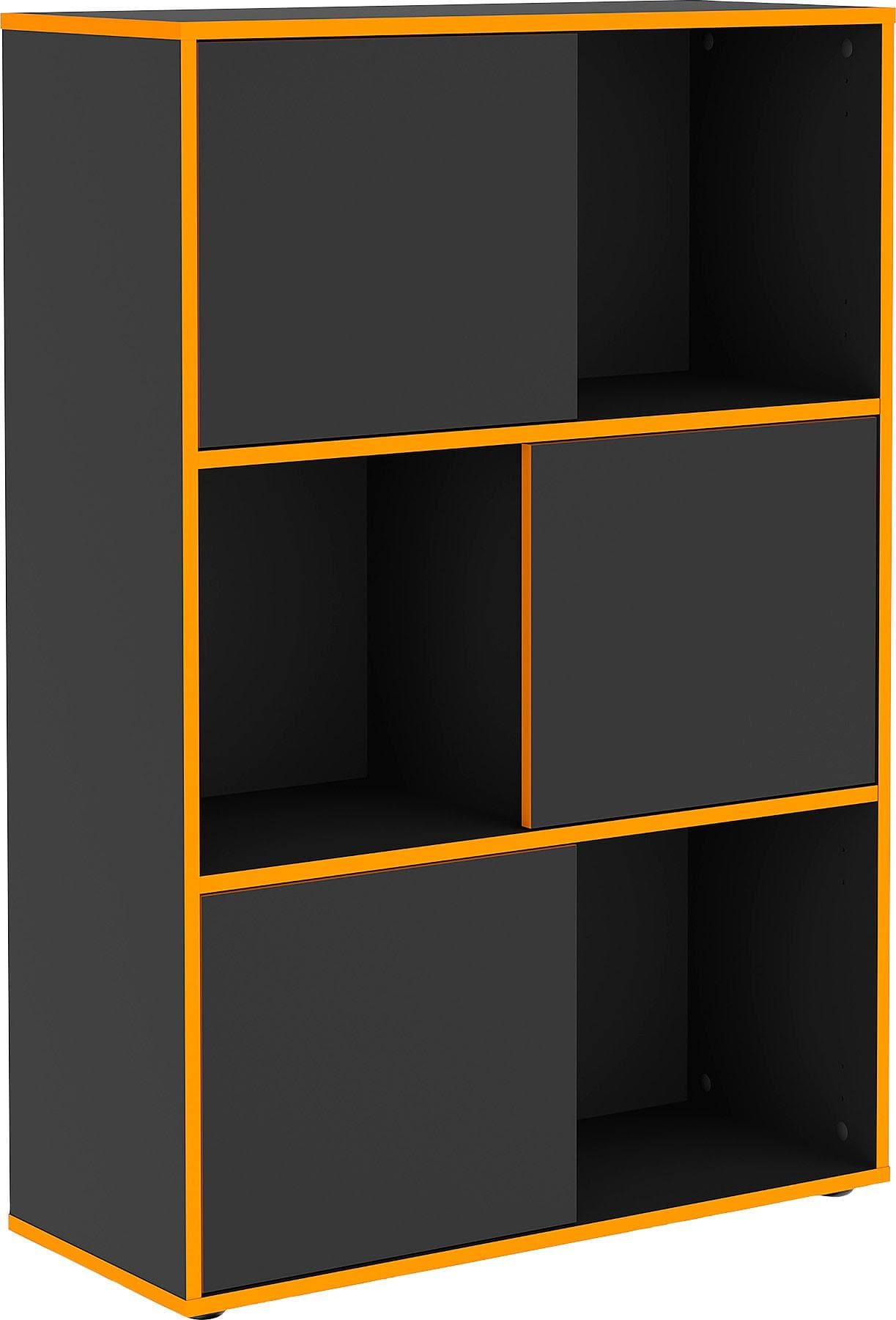 FMD Standregal Futura Anthrazit mit 3 Türen und 6 Fächern