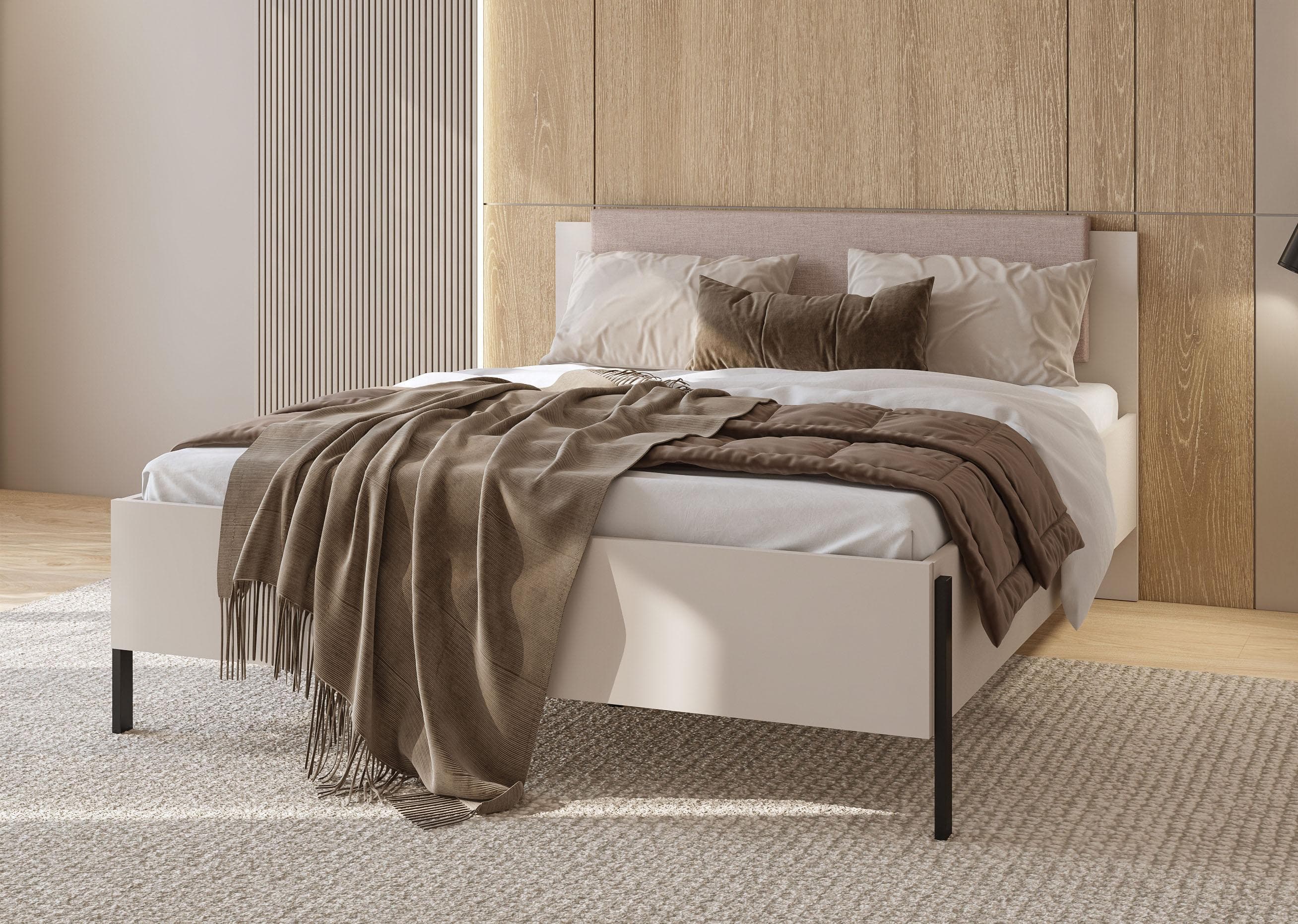 Bett OTTO HOME Jukon mit gepolstertem Kopfteil schwarz kaschmir