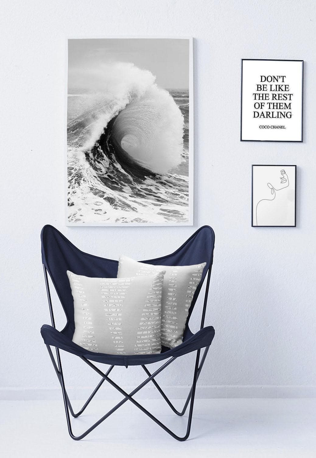 APELT Dekokissen Vinka Grau Weiß Gemustert Mit Füllung