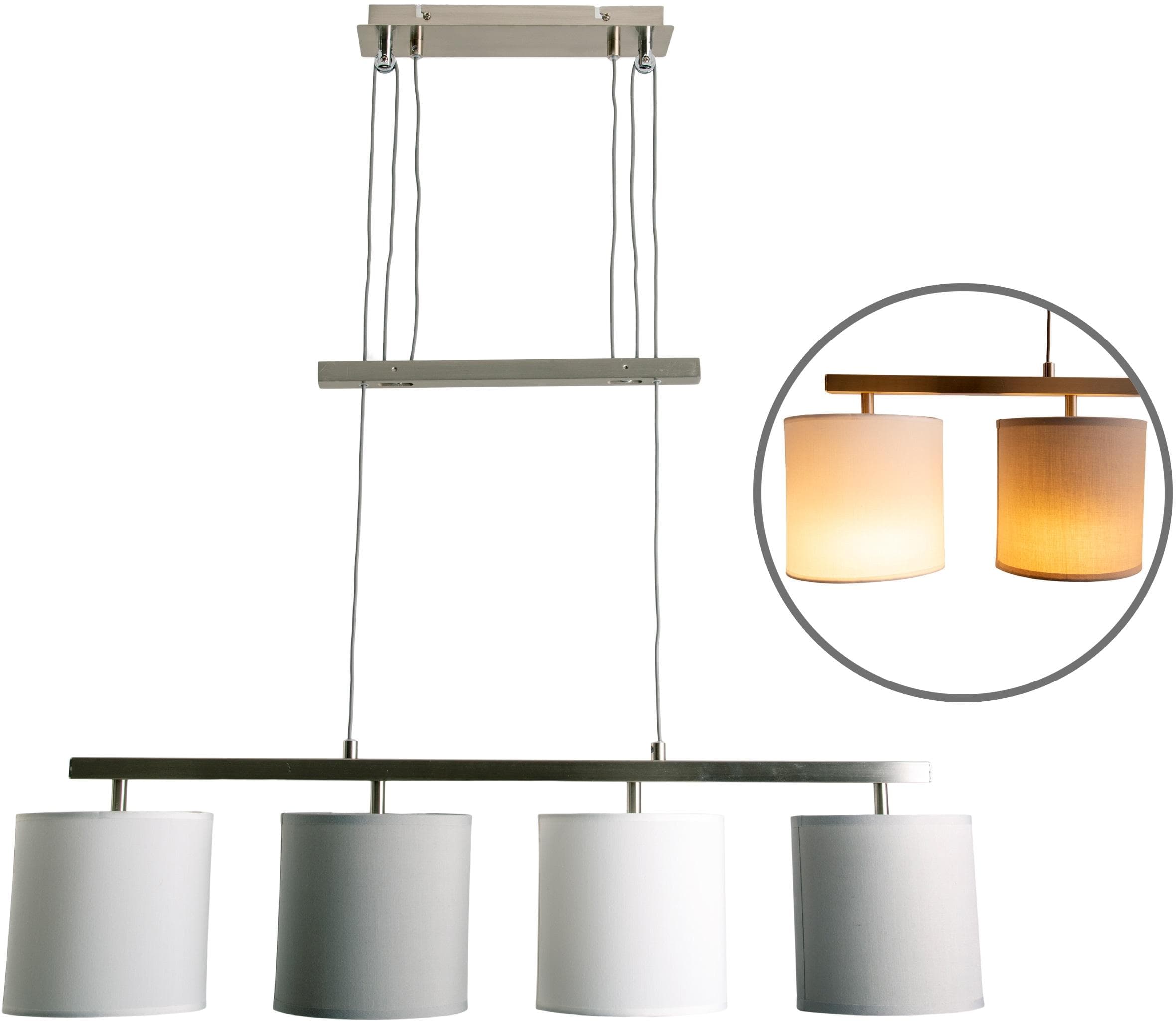 Näve Pendelleuchte Tilde - Grau/Weiß, Höhenverstellbar, 4-Flammig