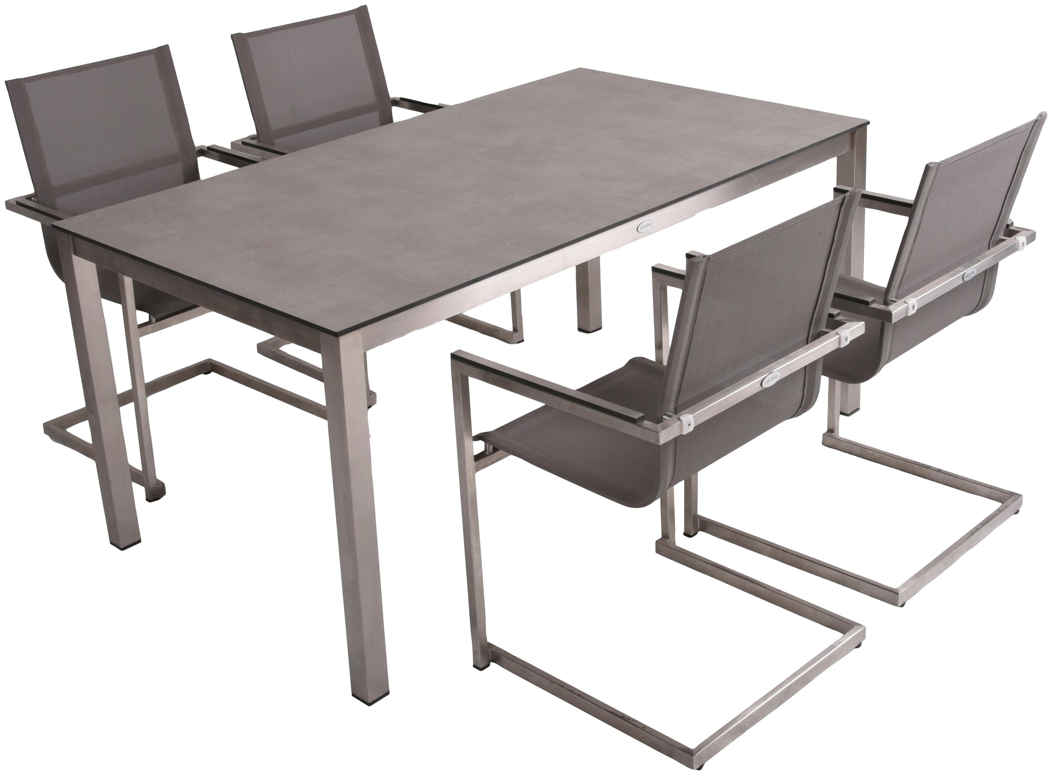 Robuste 5-teilige Garten Essgruppe aus grauem Metall | Balkon & Terrasse