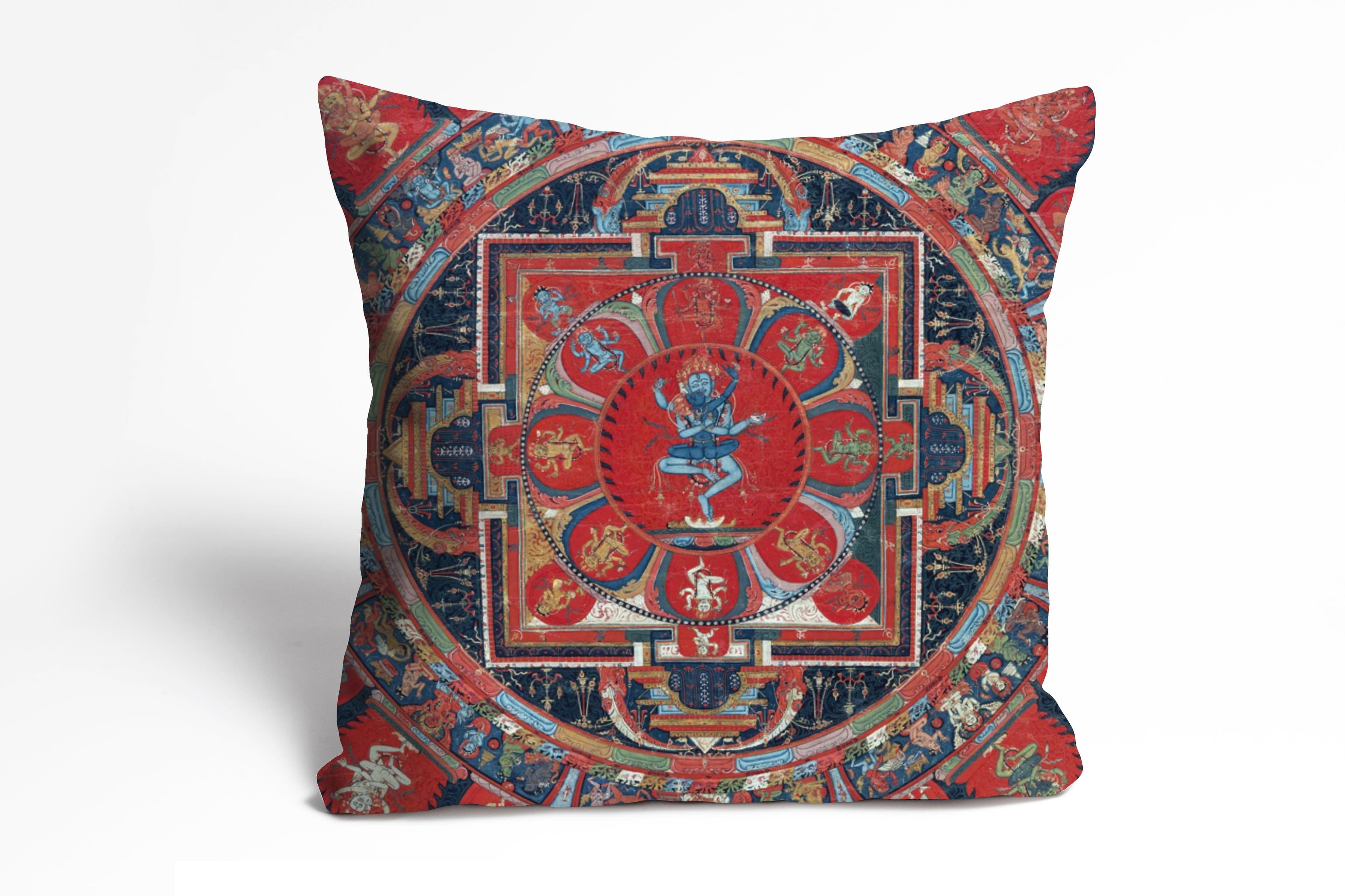 Queence Buddhismus Dekokissen: Orientalisches Design mit Buddha-Figuren