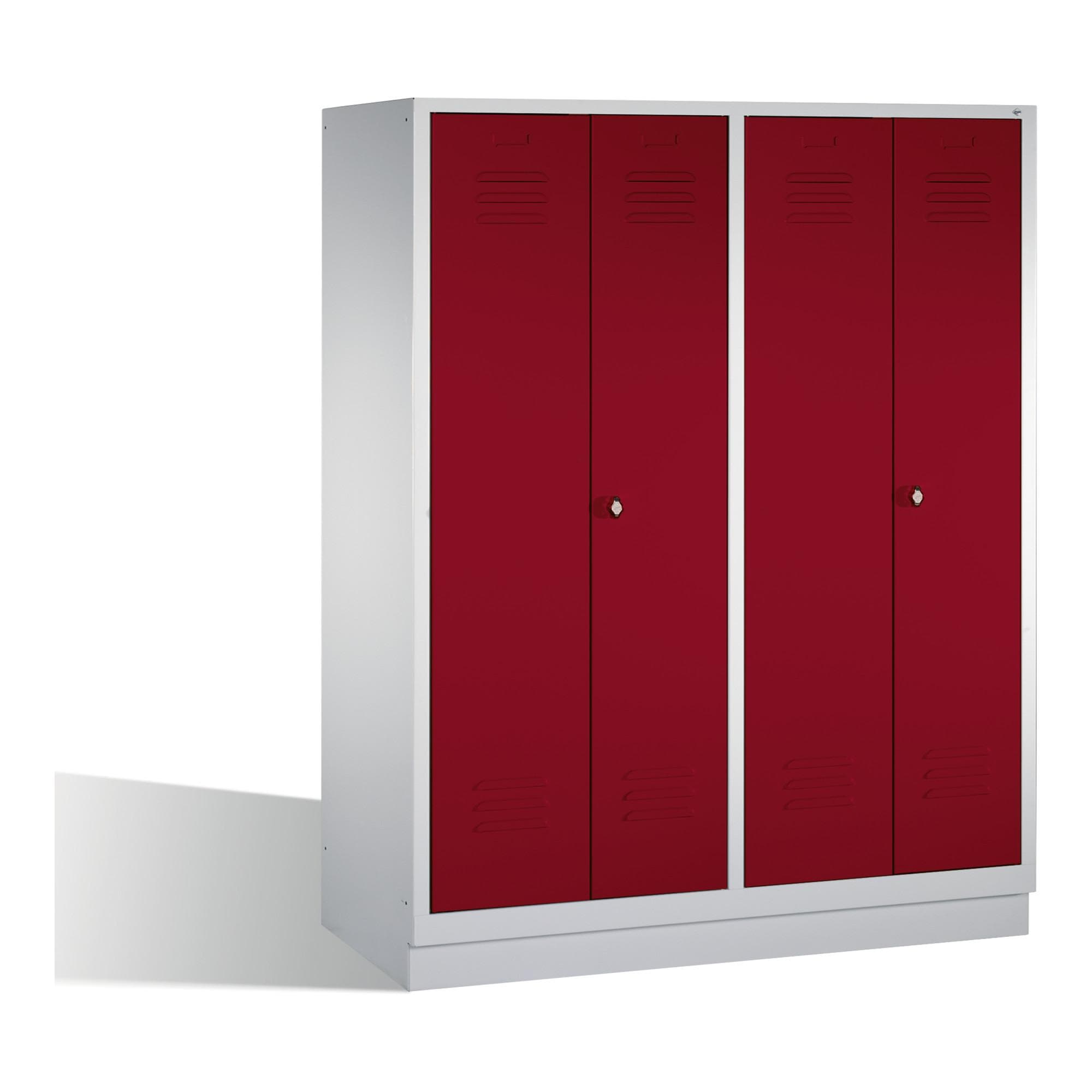 C+P Doppelspind Classic Garderobenschrank 4 Abteile Rubinrot