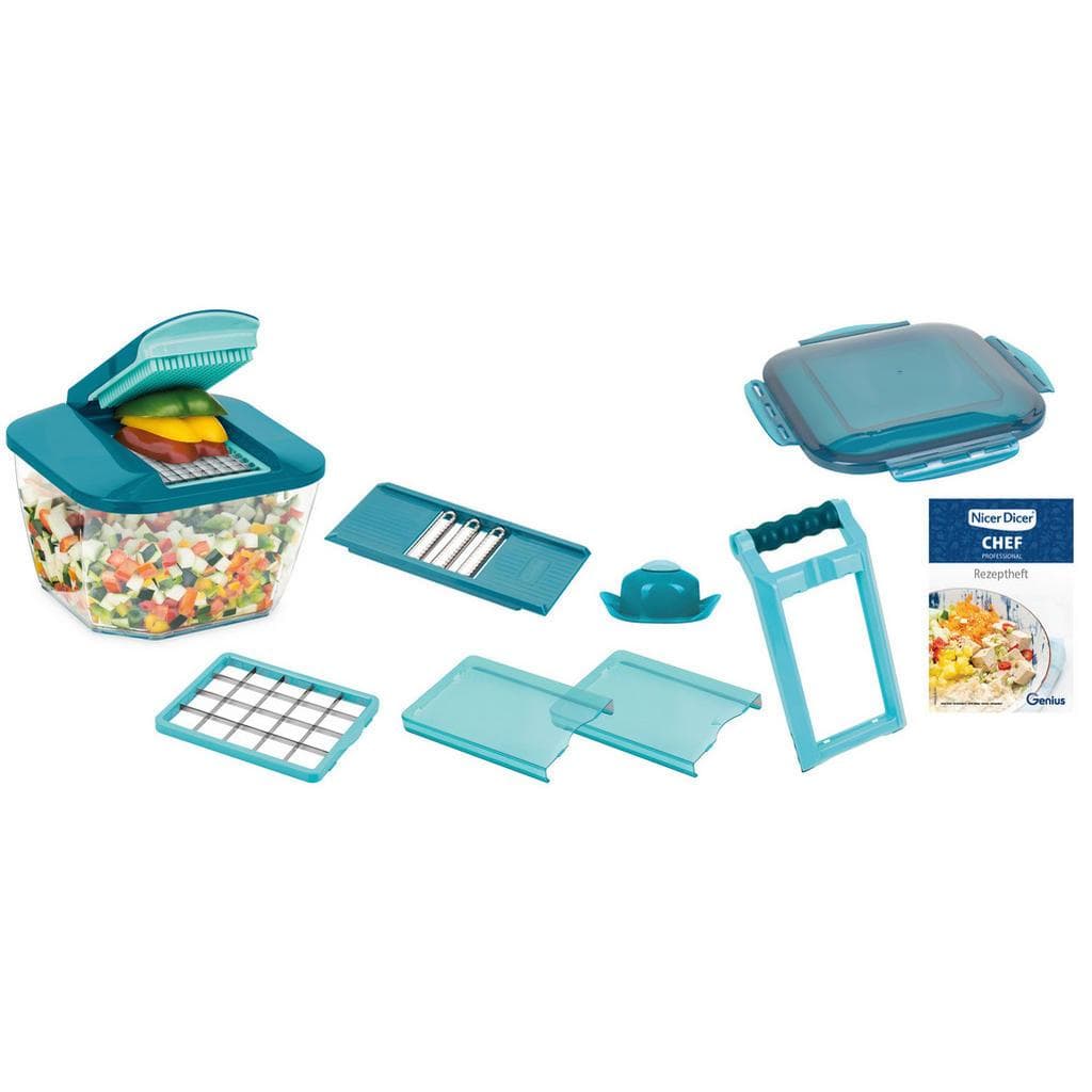 Genius Gemüseschneiderset Nicer Dicer Chef Pro Petrol 12-teilig