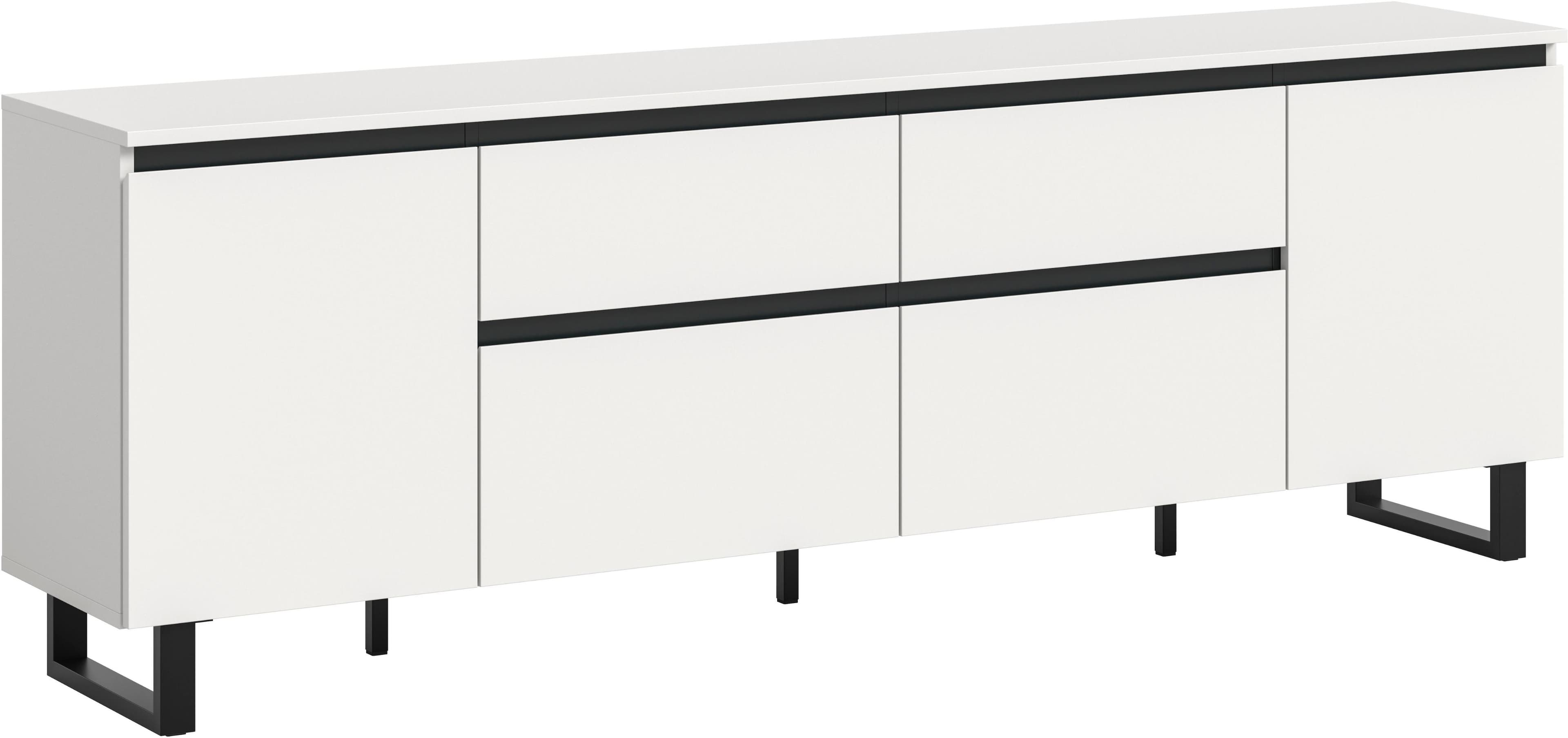 INOSIGN Lowboard TOMA 188cm breit Metall-Kufen-Fuß 2 Türen 2 Schubkästen 2 Klappen TV-Lowboard Mediaschrank