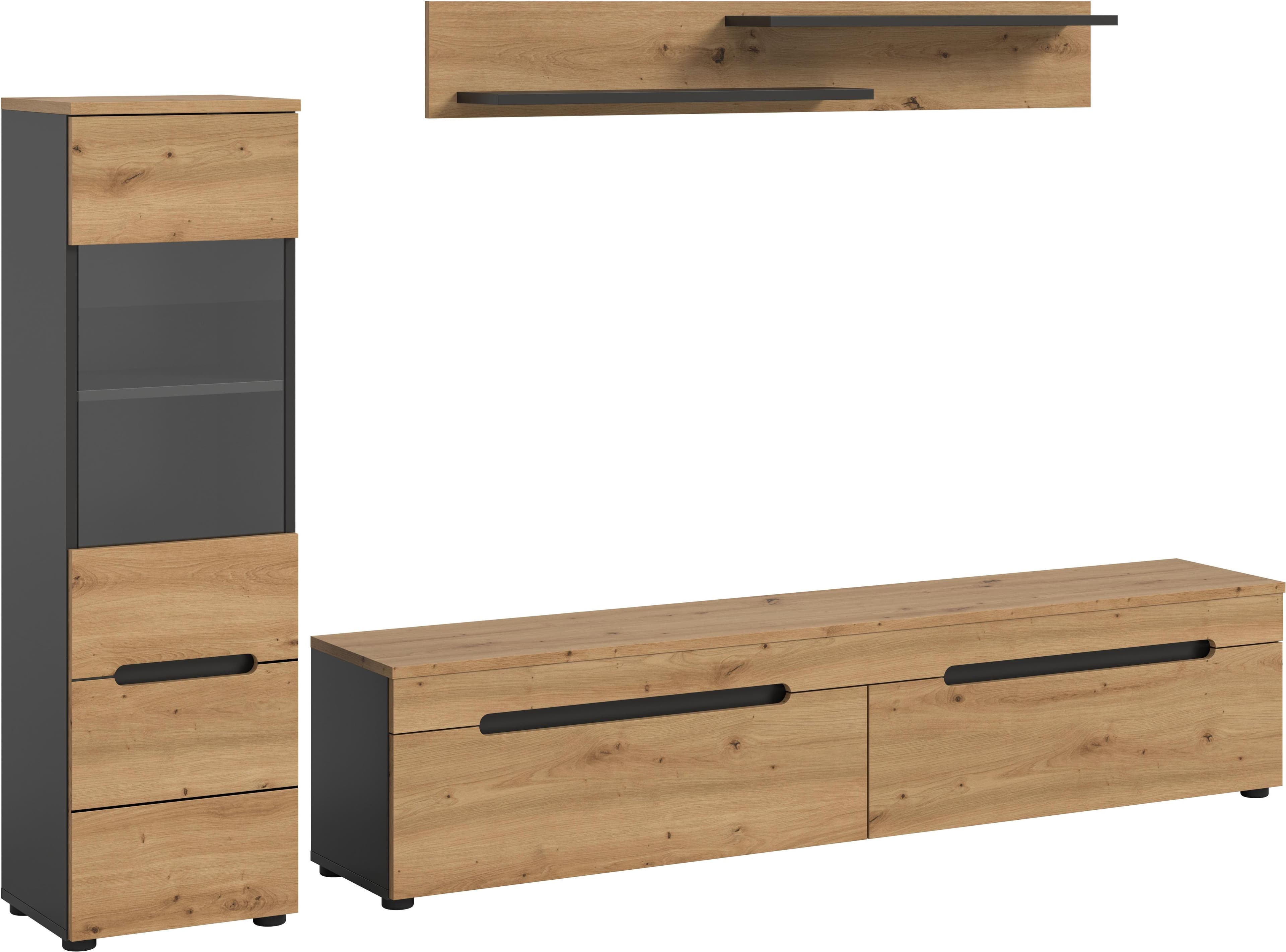 INOSIGN Wohnwand REHAT 3-teilig Basalt grau Artisan NB