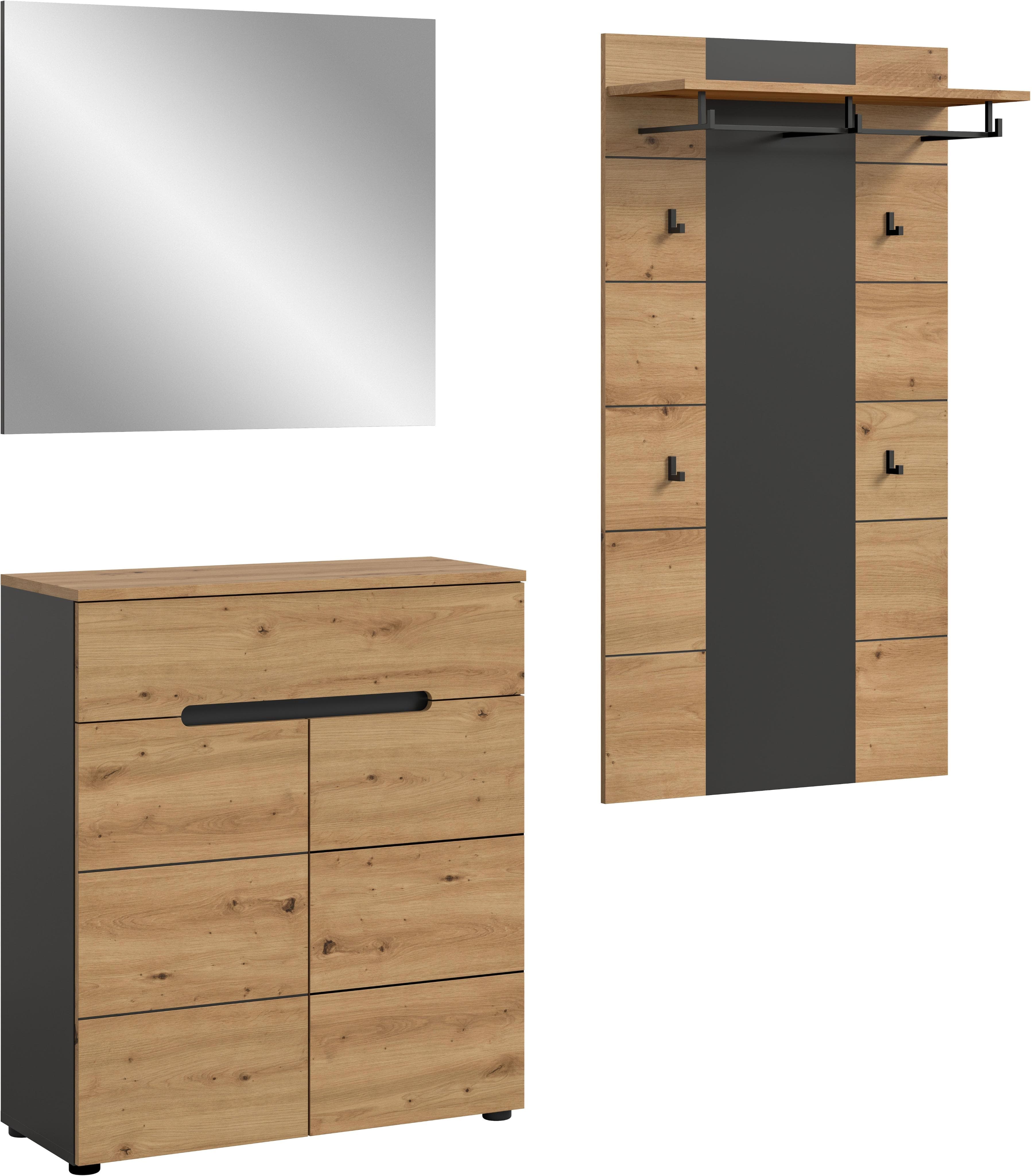 Garderoben-Set INOSIGN REHAT 3-teilig 175 cm Basalt grau NB Artisan NB
