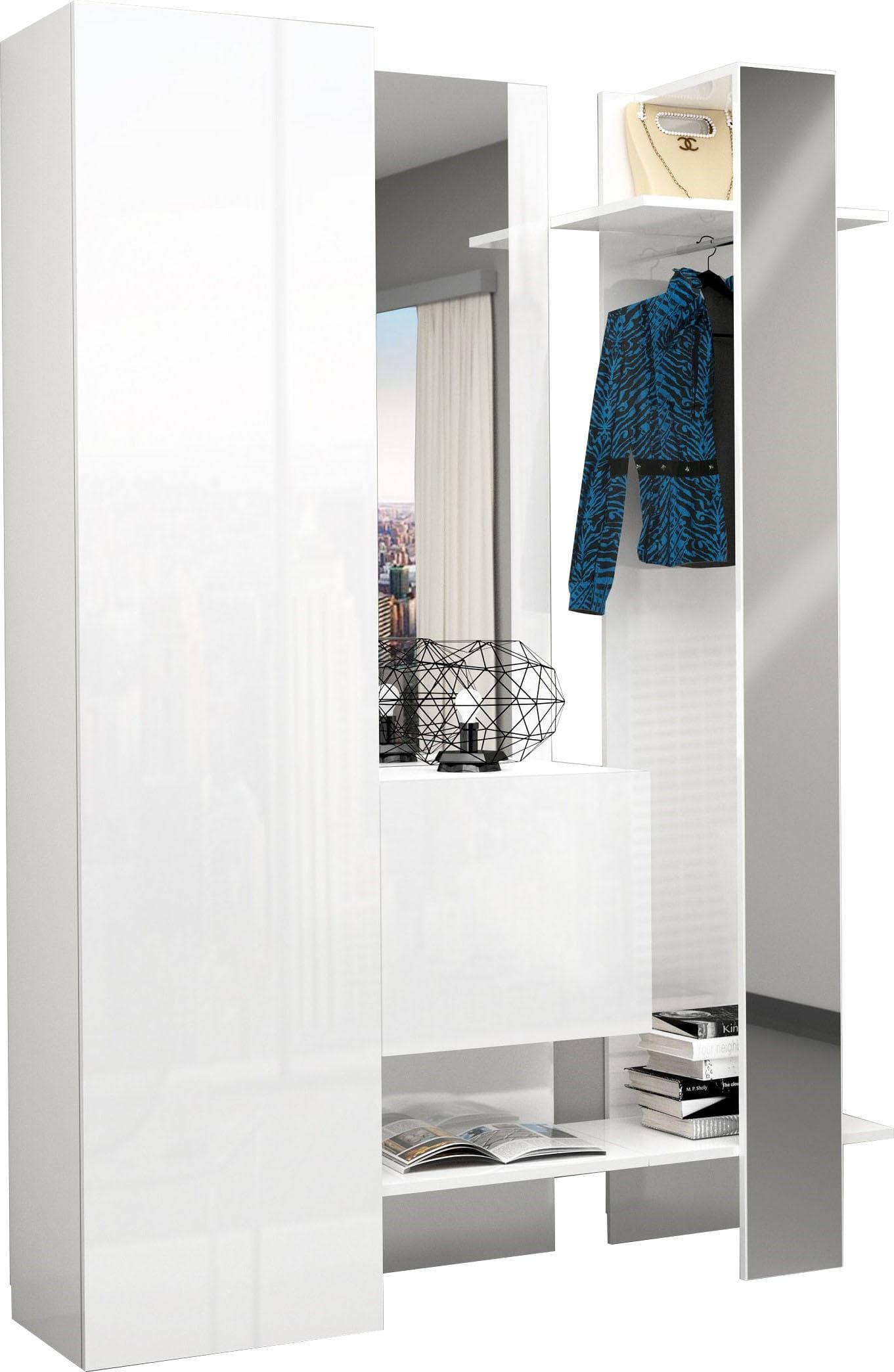 Kompaktes Garderobenset mit Spiegel & Schuhschrank