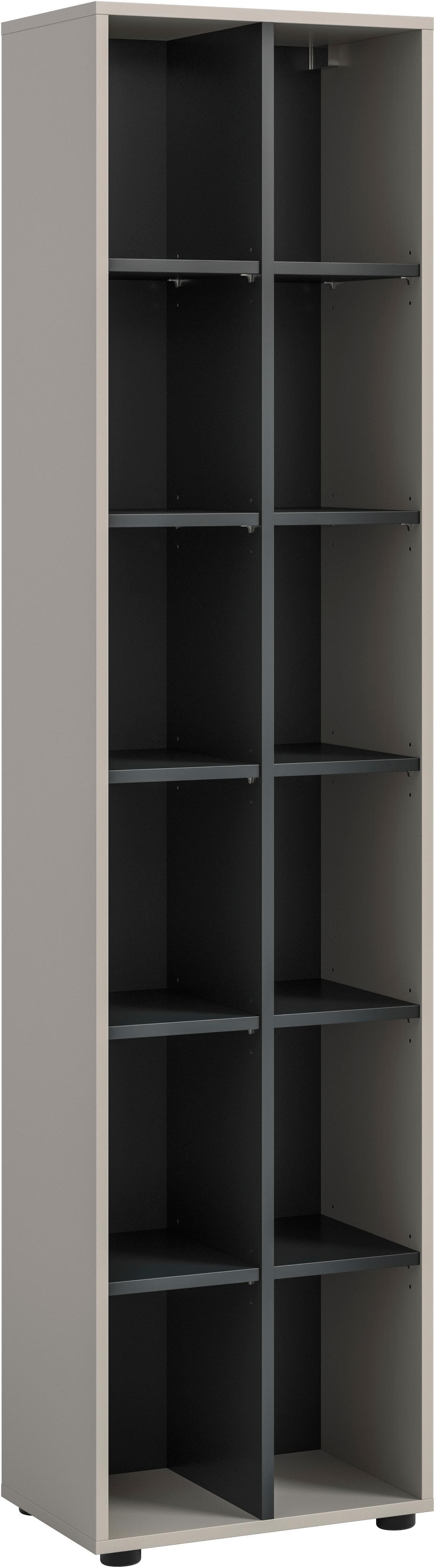 Standregal INOSIGN ADIO 192 cm 12 Fächer 10 höhenverstellbare Einlegeböden Kashmir Schwarz