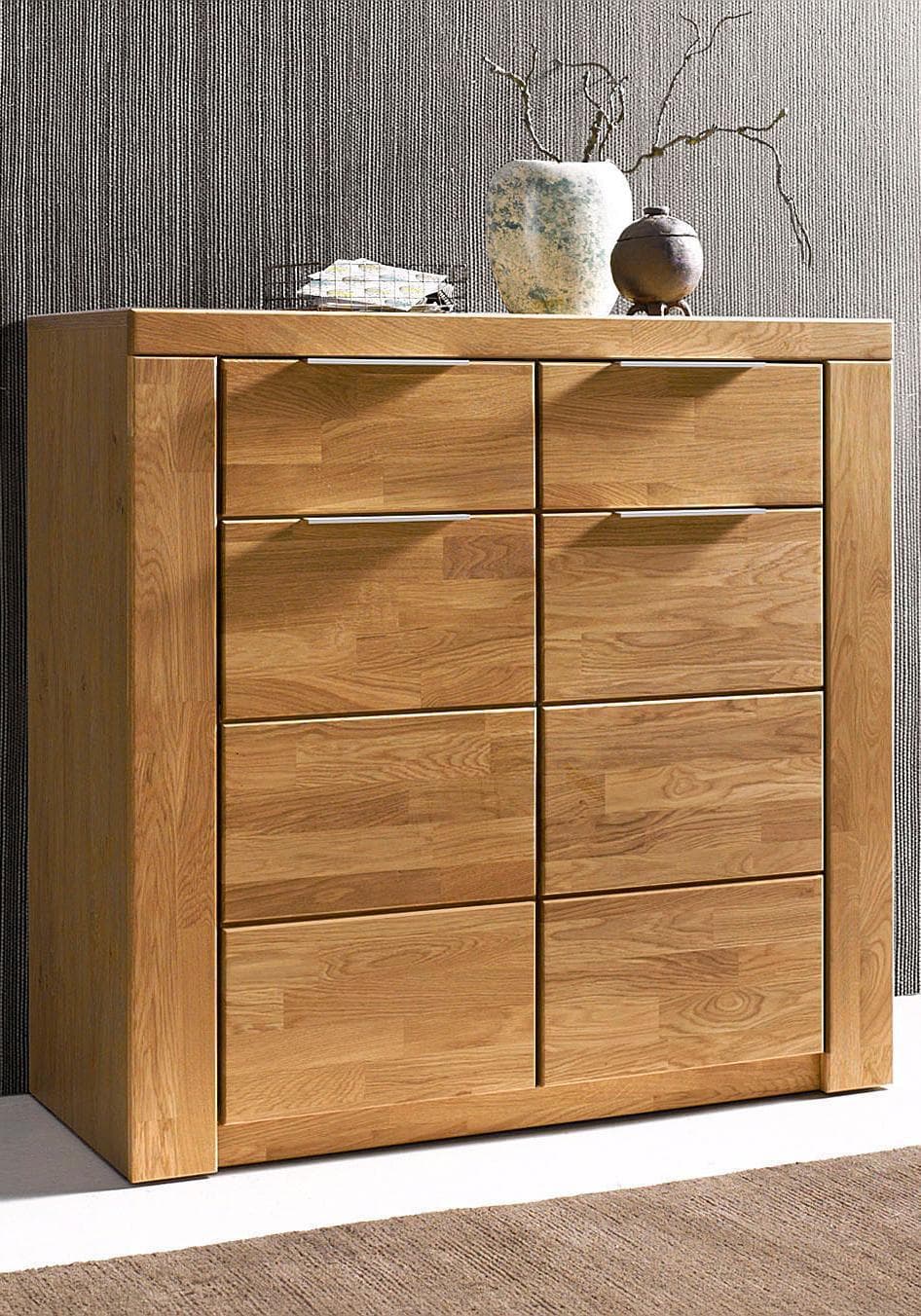OTTO HOME Kommode Zara Eiche teilmassiv 2 Türen 2 Schubkästen