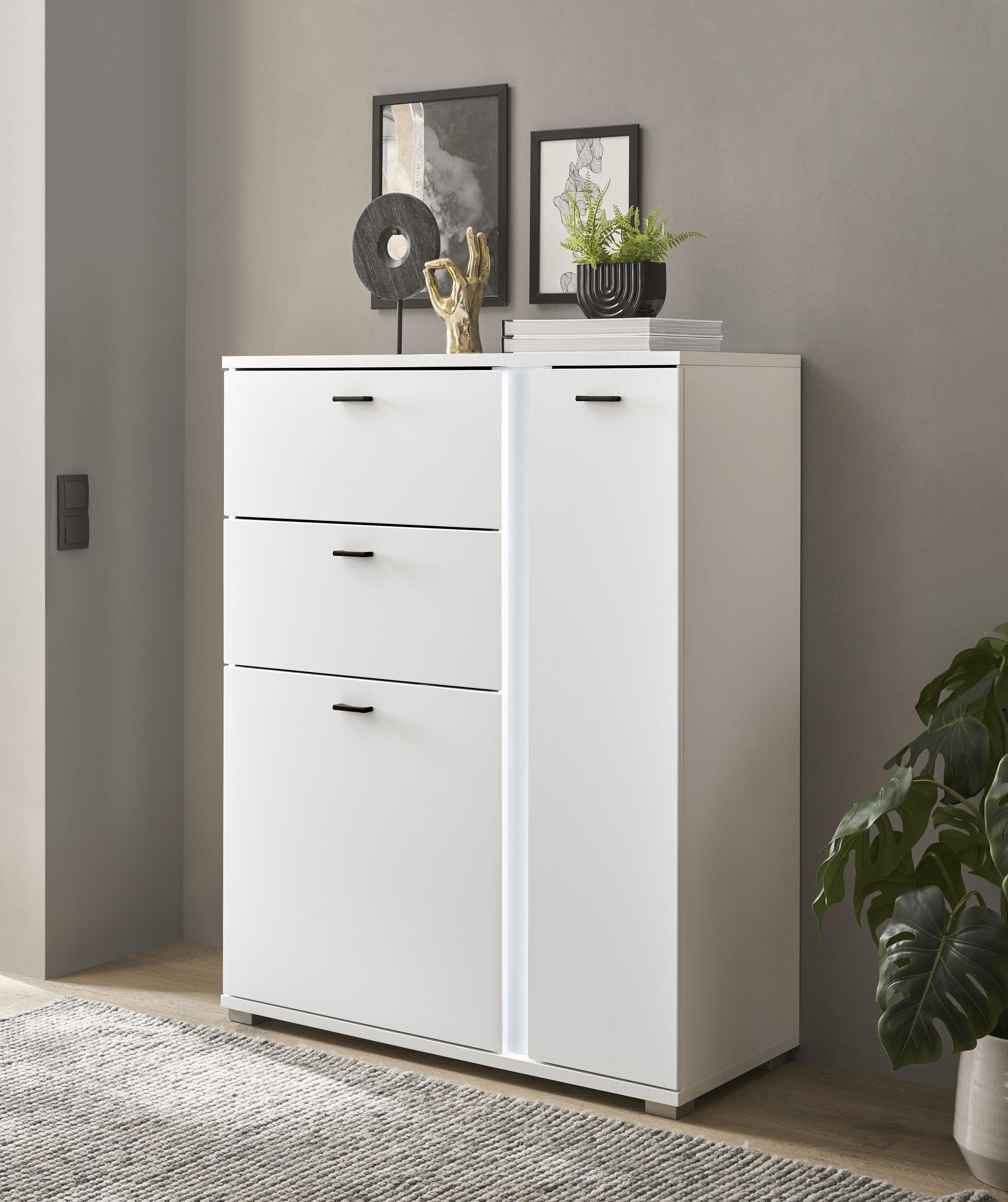 Home Affaire Highboard LONG ISLAND Weiß mit LED-Beleuchtung