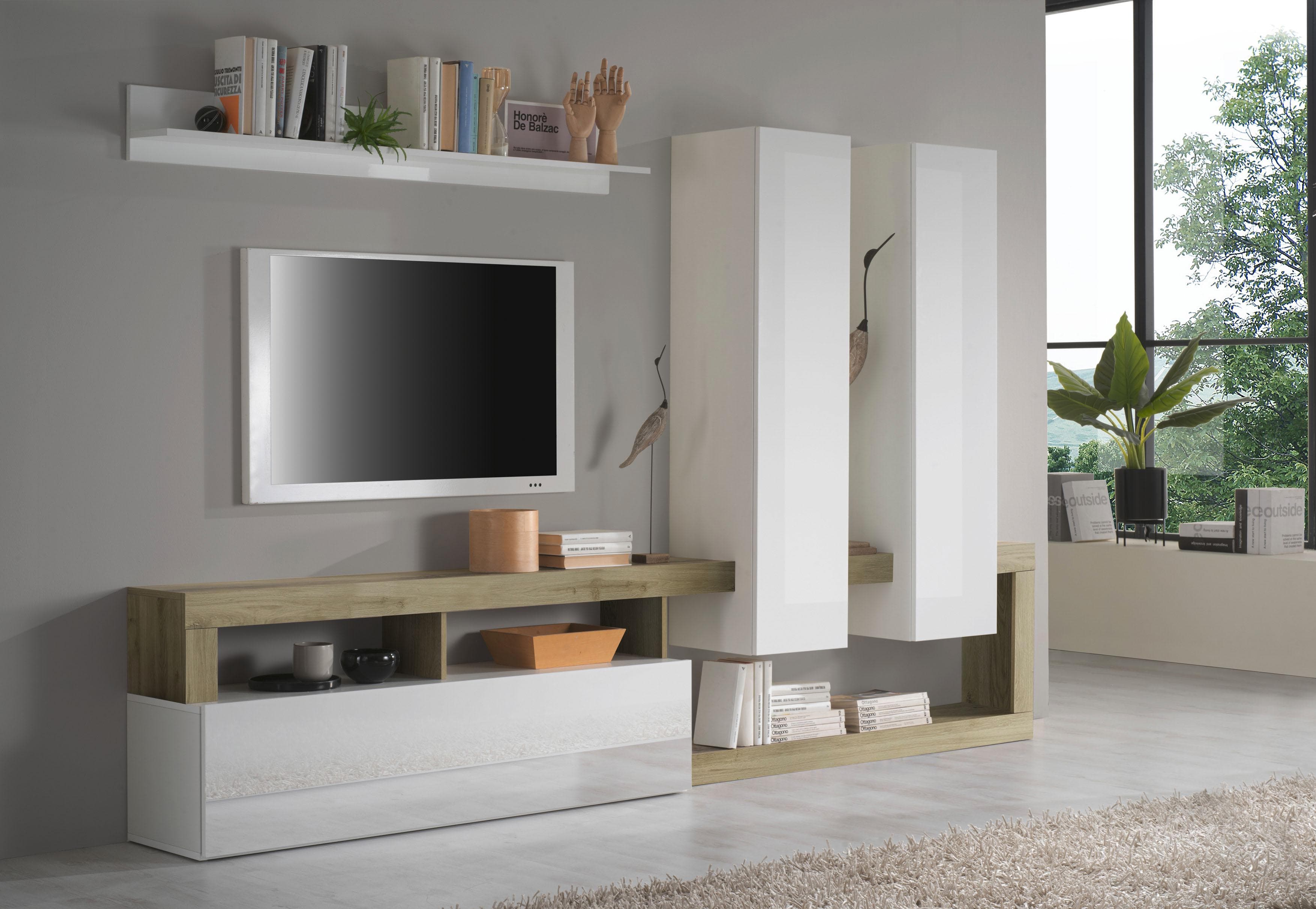 Home Affaire Wohnwand Hamburg Weiß Hochglanz Modern