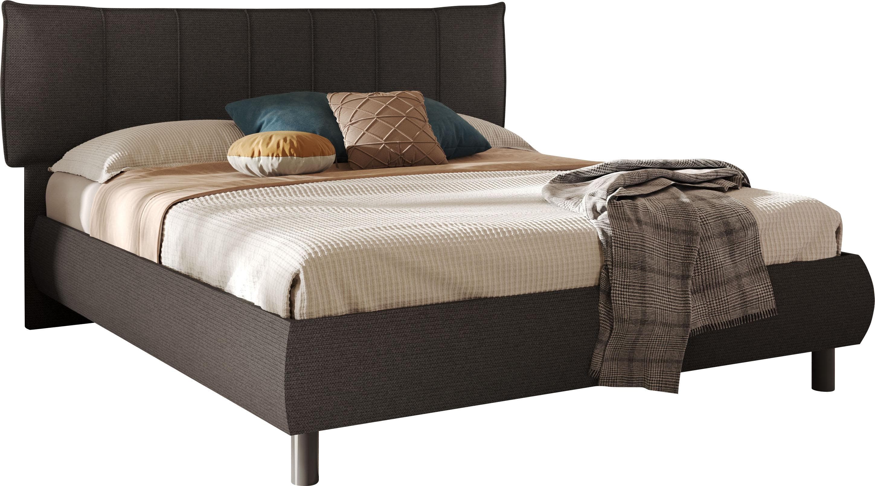 INOSIGN Polsterbett HUG Rauchgrau Gebogenes Kopfteil