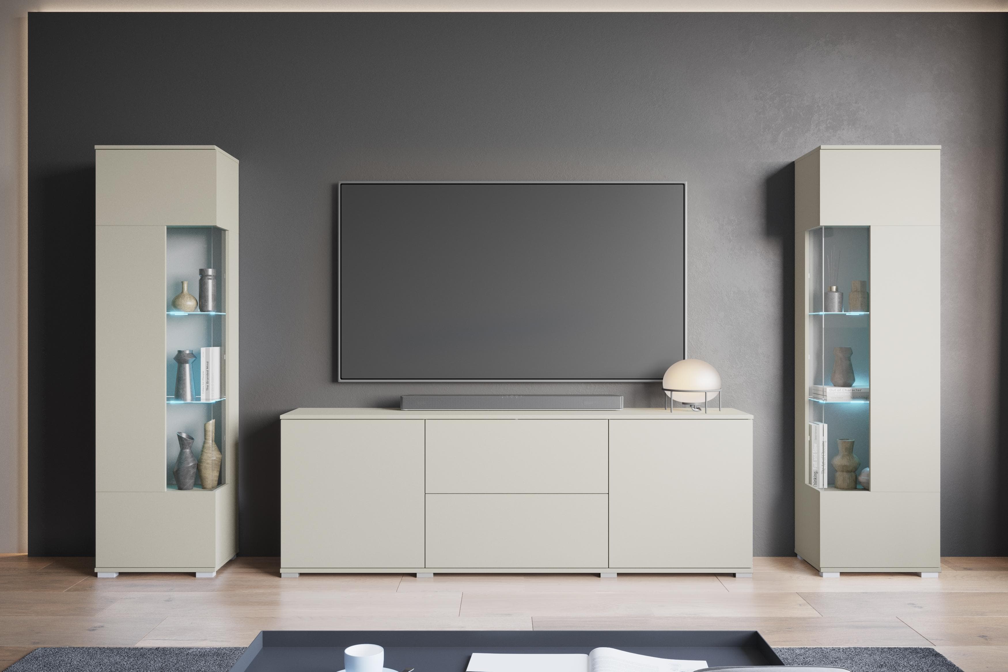 OTTO HOME Wohnwand KENIA Braun Kaschmir Set mit Vitrinen