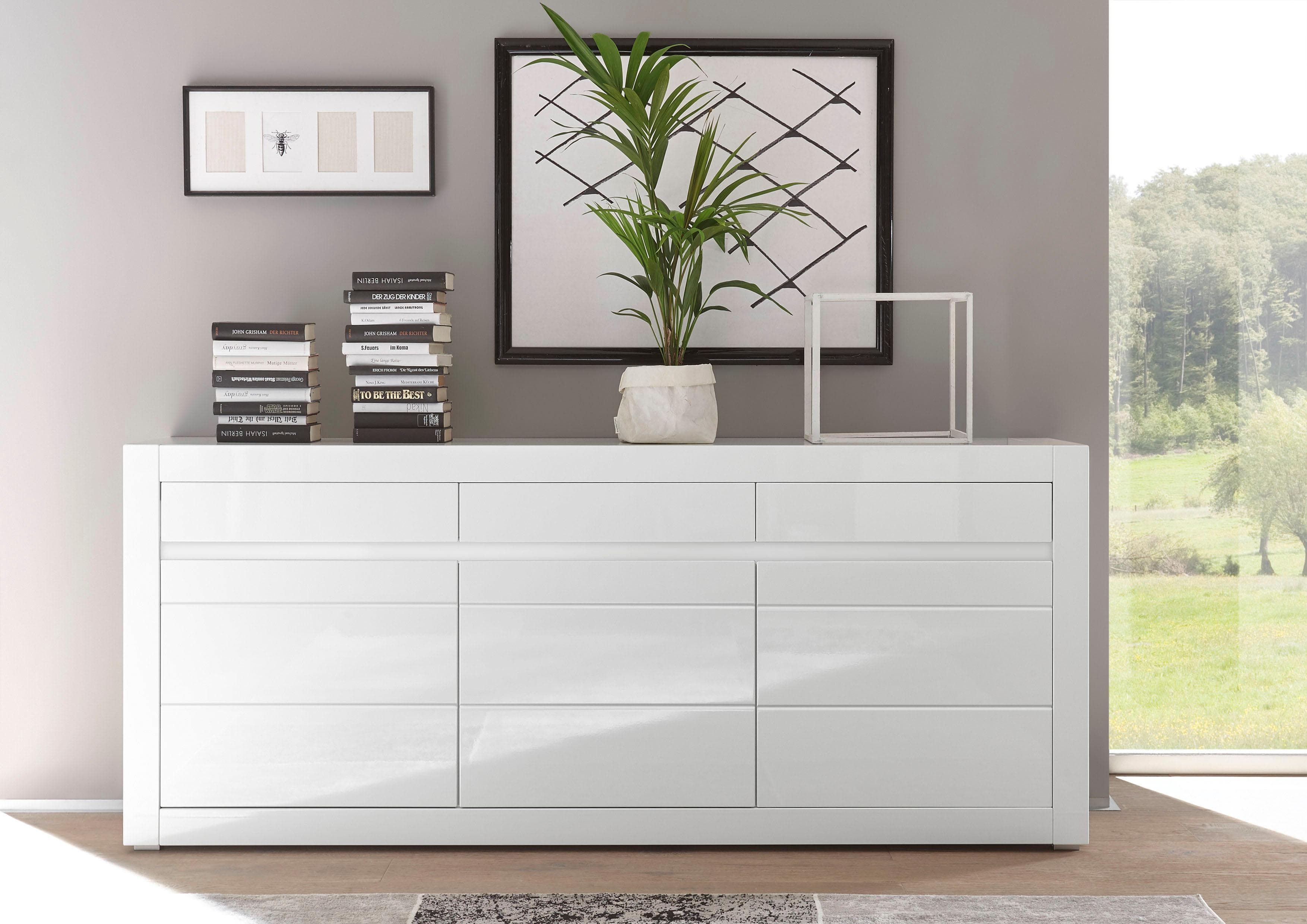 HOME AFFAIRE Sideboard Carat Weiß Hochglanz Soft-Close