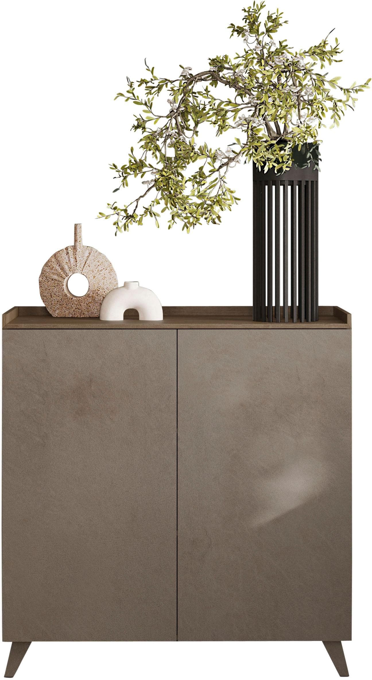 Home Affaire Highboard Tray 121cm Braun Bronze Push-to-Open
