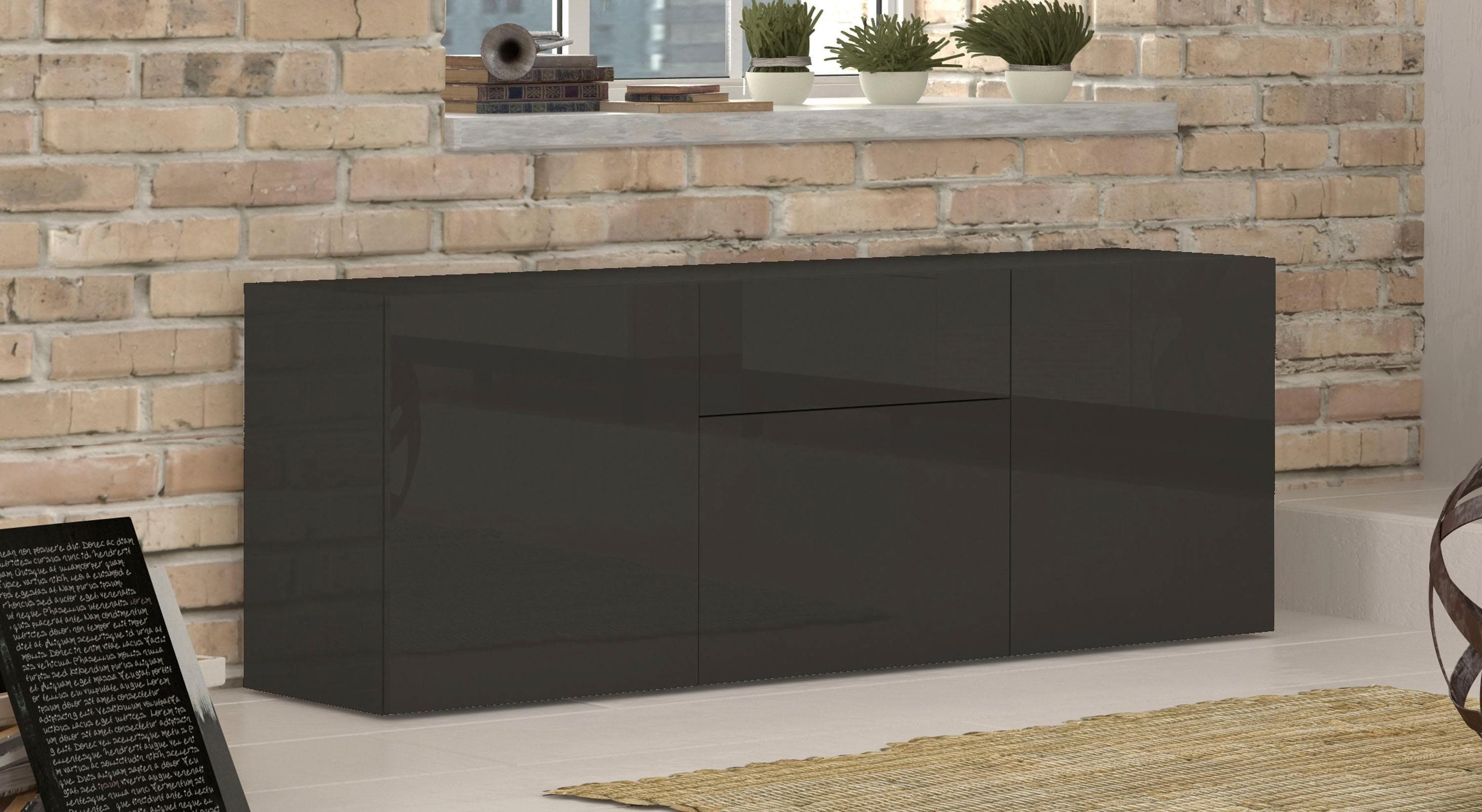 Sideboard HOME AFFAIRE Metis Anthrazit Hochglanz 170 cm