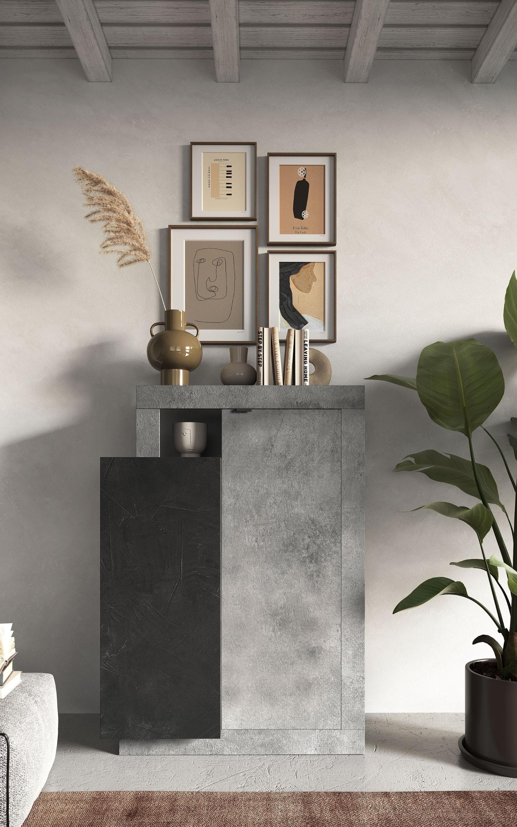 HOME AFFAIRE Highboard Freedom Grau Beton-Optik