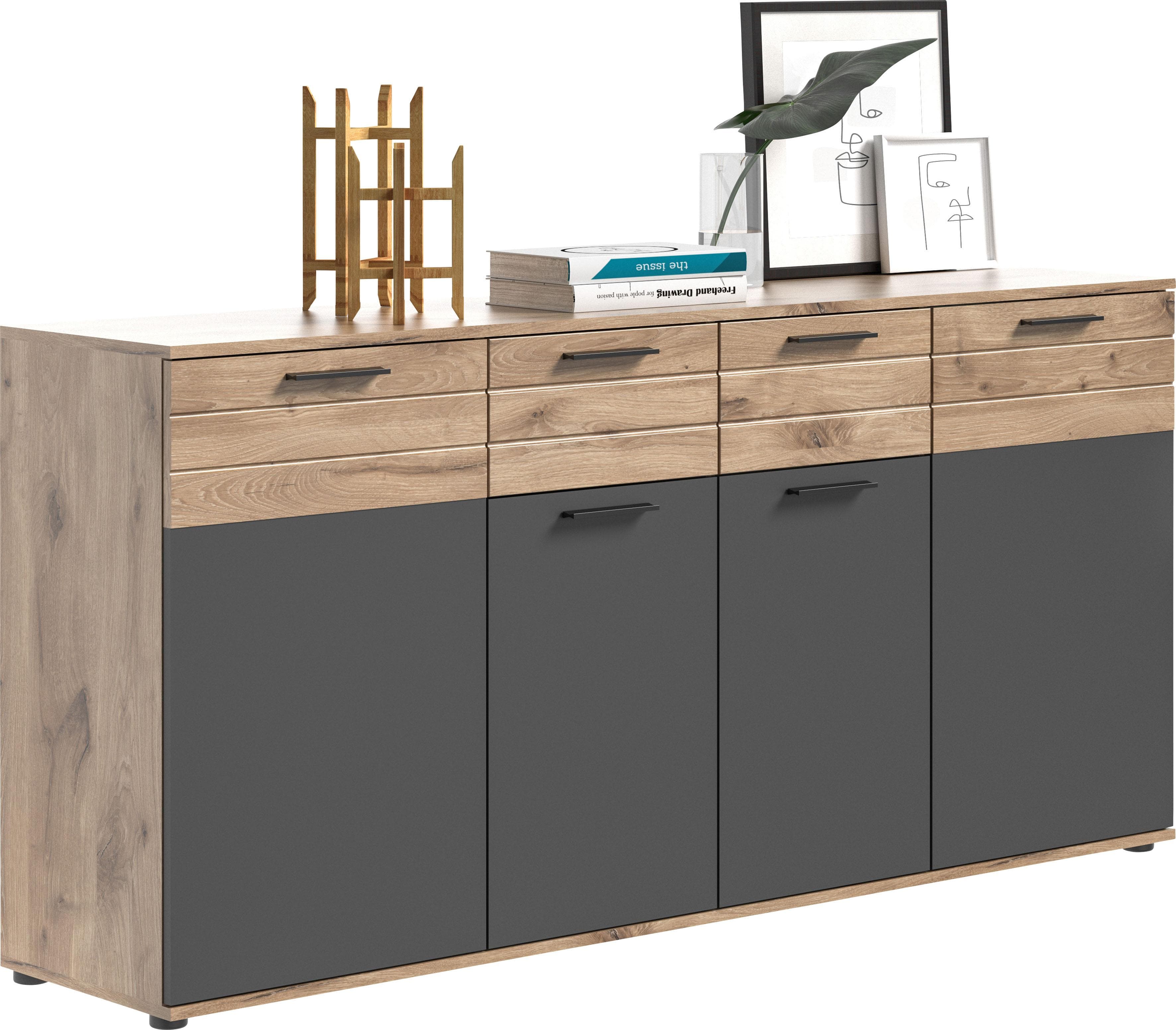 HOME AFFAIRE Sideboard Riga Braun Grau mit Softclose