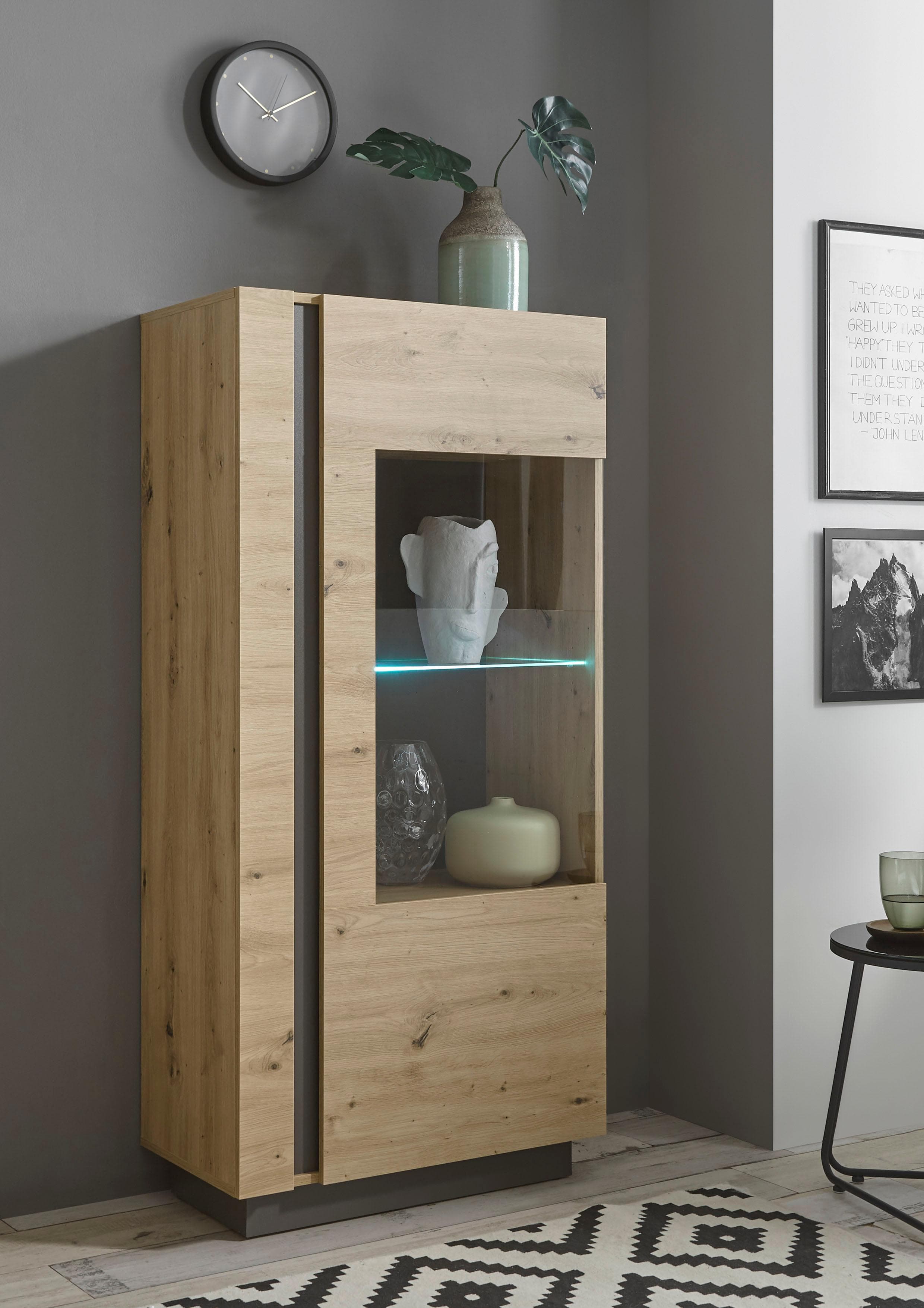 INOSIGN CLAiR Vitrine - Modernes Design, Holzoptik, Grifflos