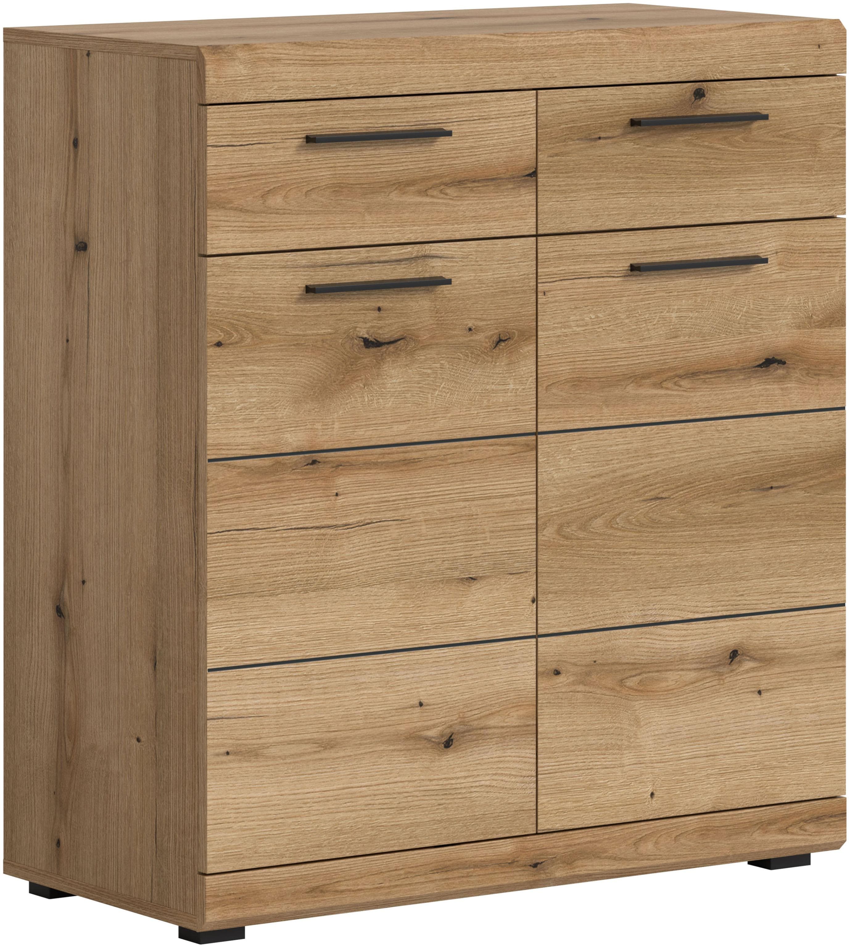 HOME AFFAIRE SIENA Schuhschrank 90cm Weiß Hochglanz Eiche