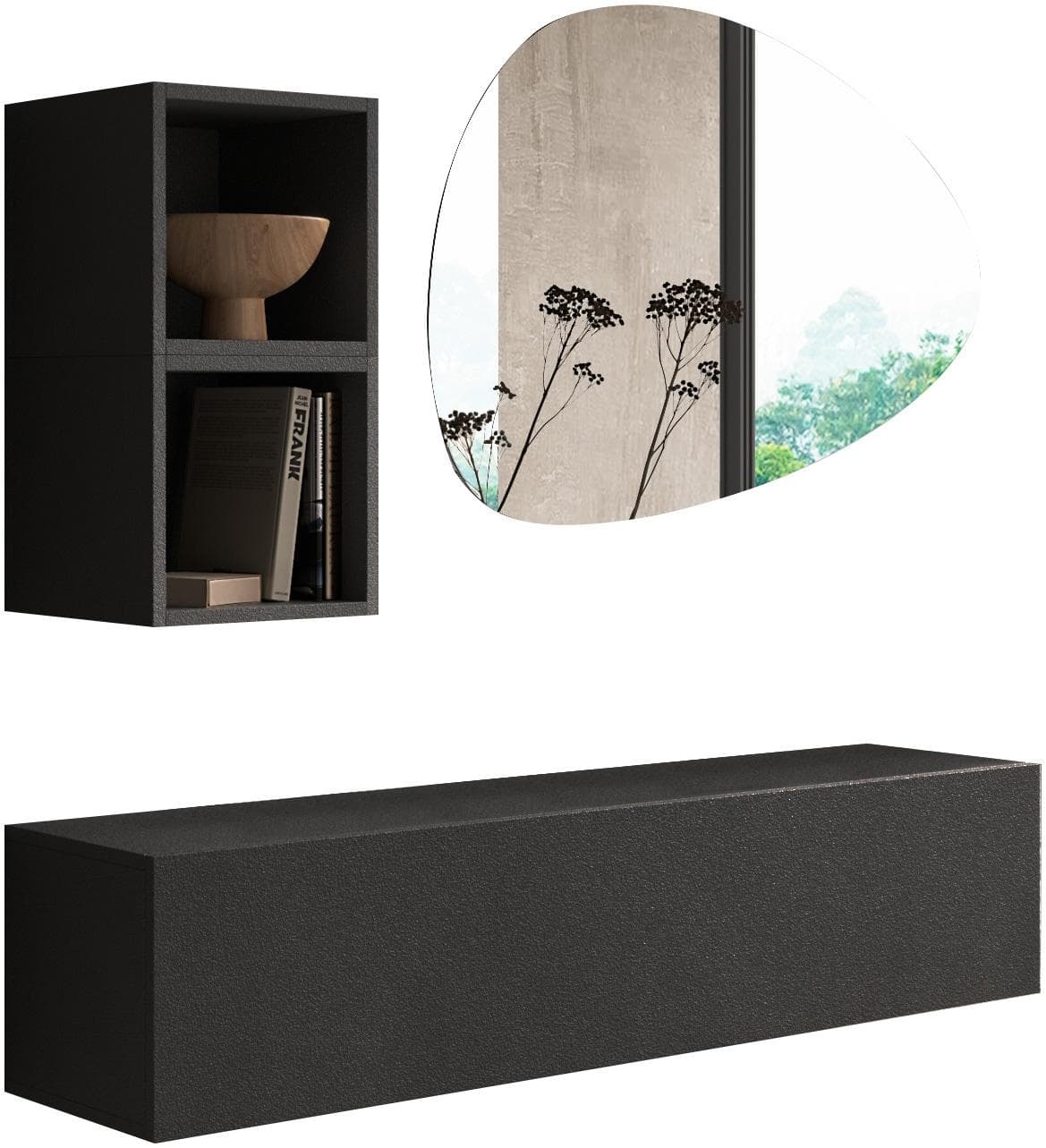 HOME AFFAIRE Infinity Garderoben-Set Grau mit Spiegel