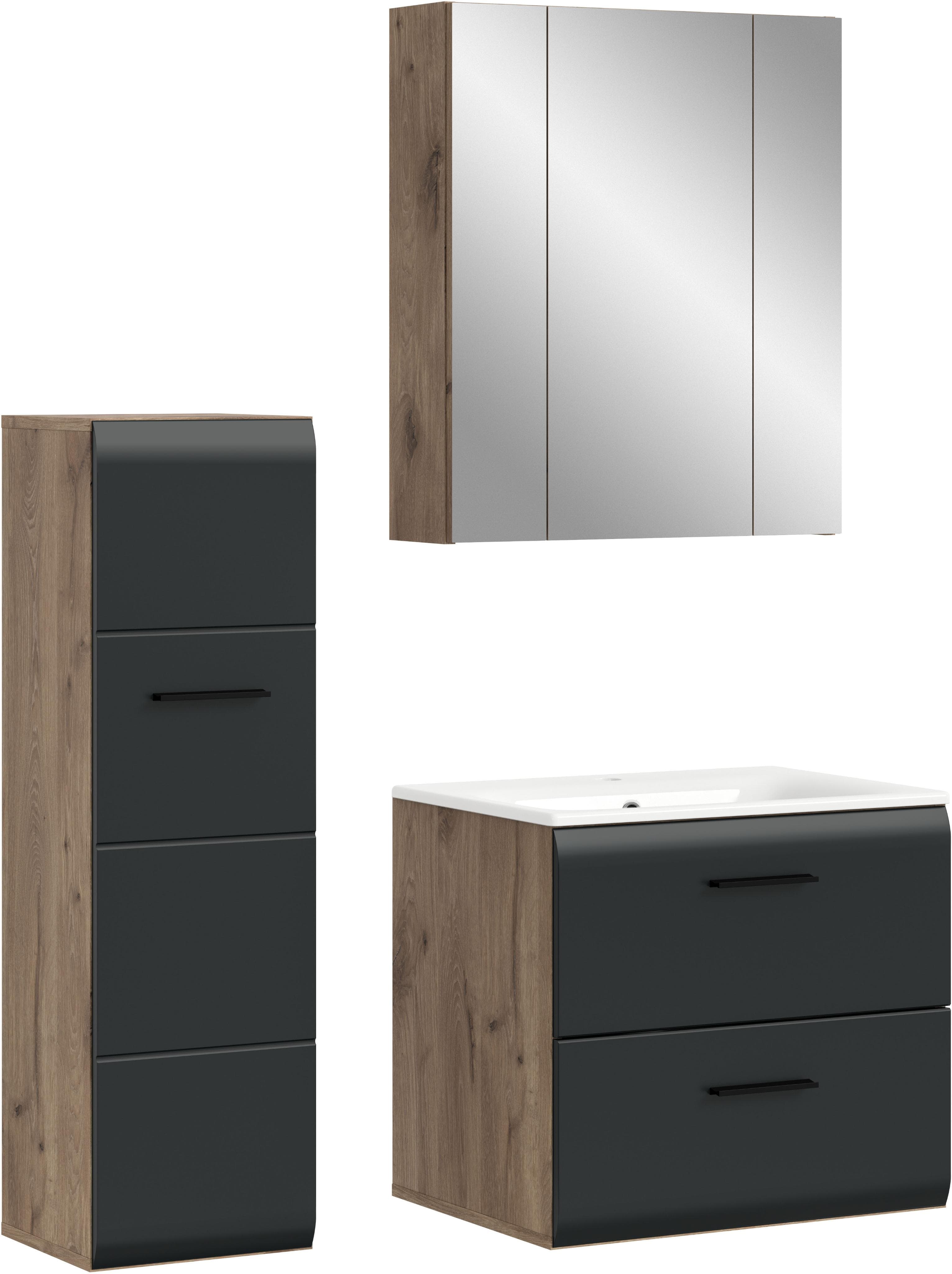 INOSIGN Badezimmer-Set Nox Oak NB Schwarz Matt