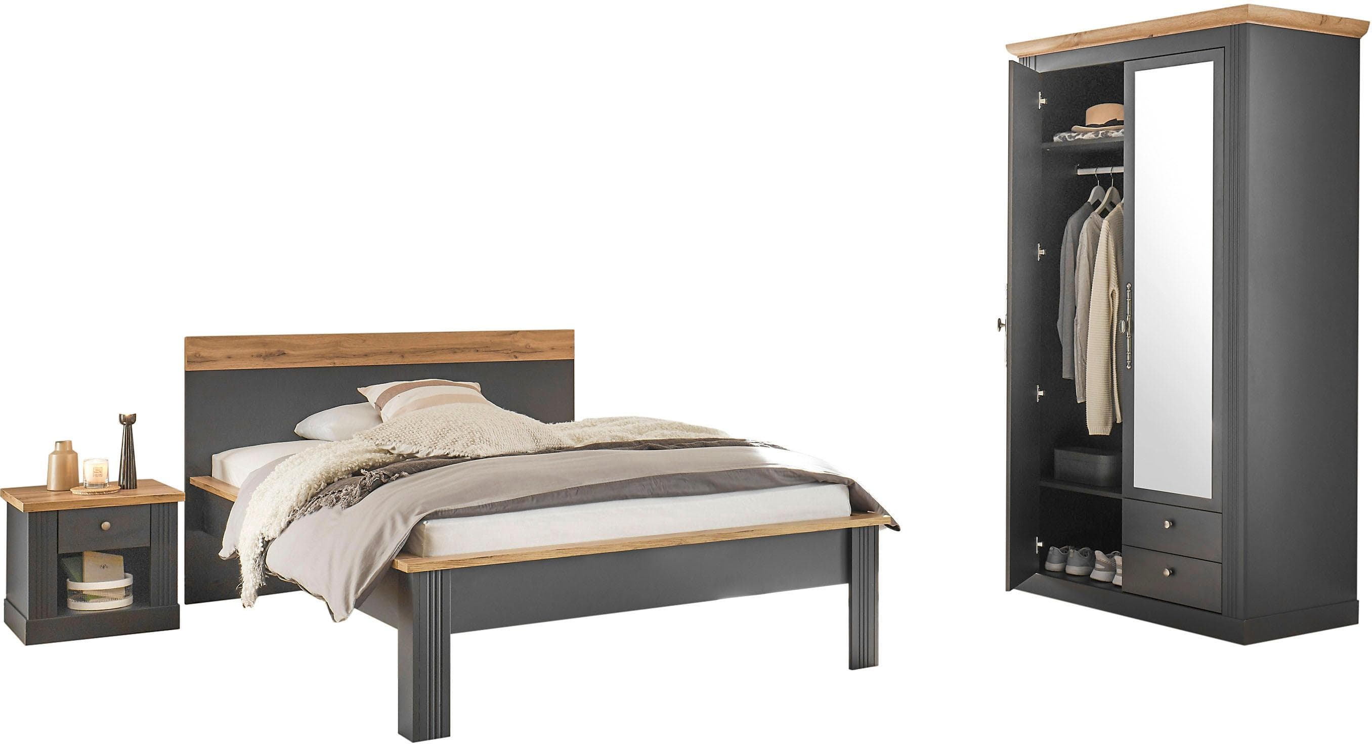 OTTO home Schlafzimmer-Set Westminster Bett, Kleiderschrank, Nachtkommode