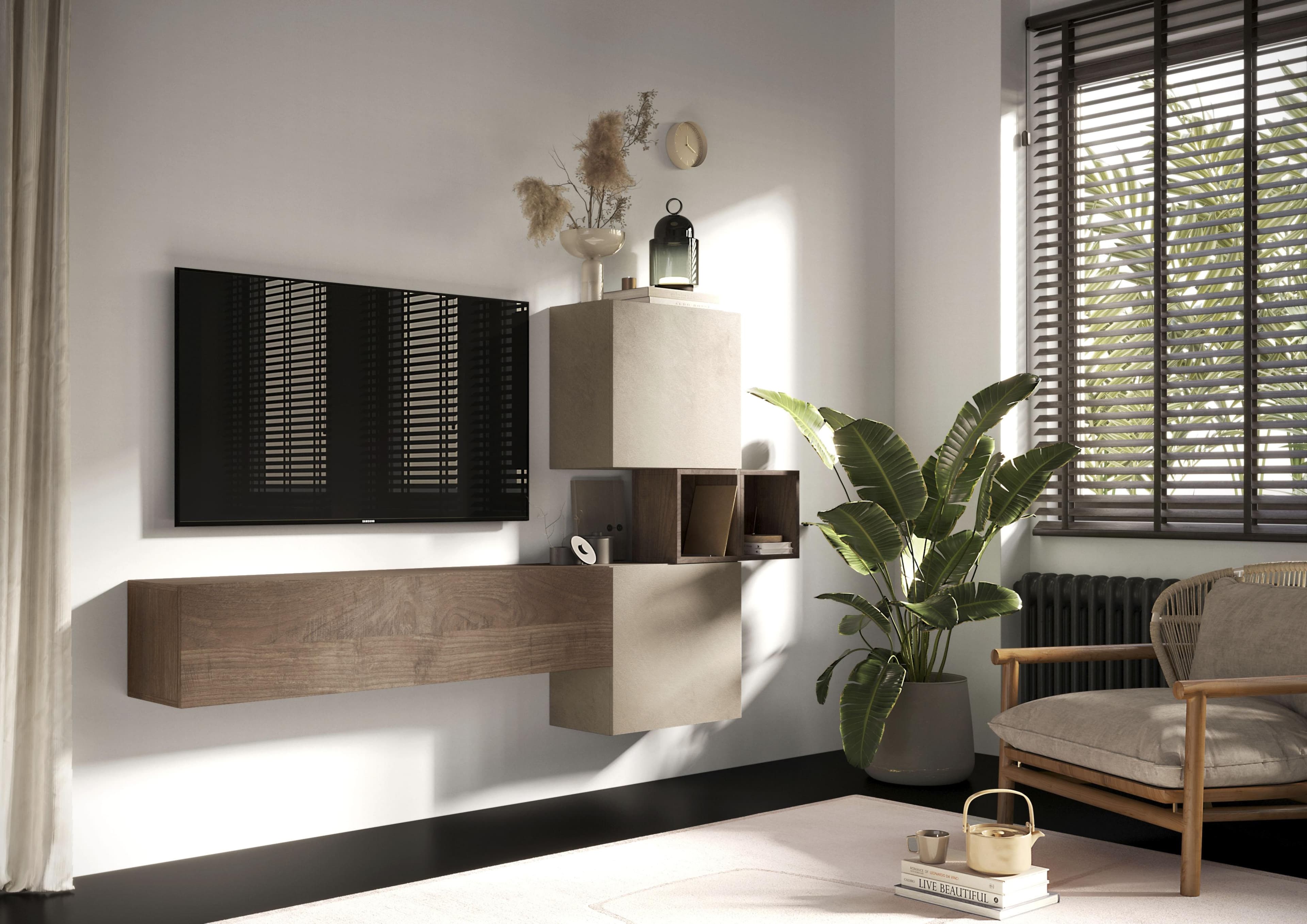 HOME AFFAIRE Infinity Wohnwand 4-tlg. Grau Beige Hängend