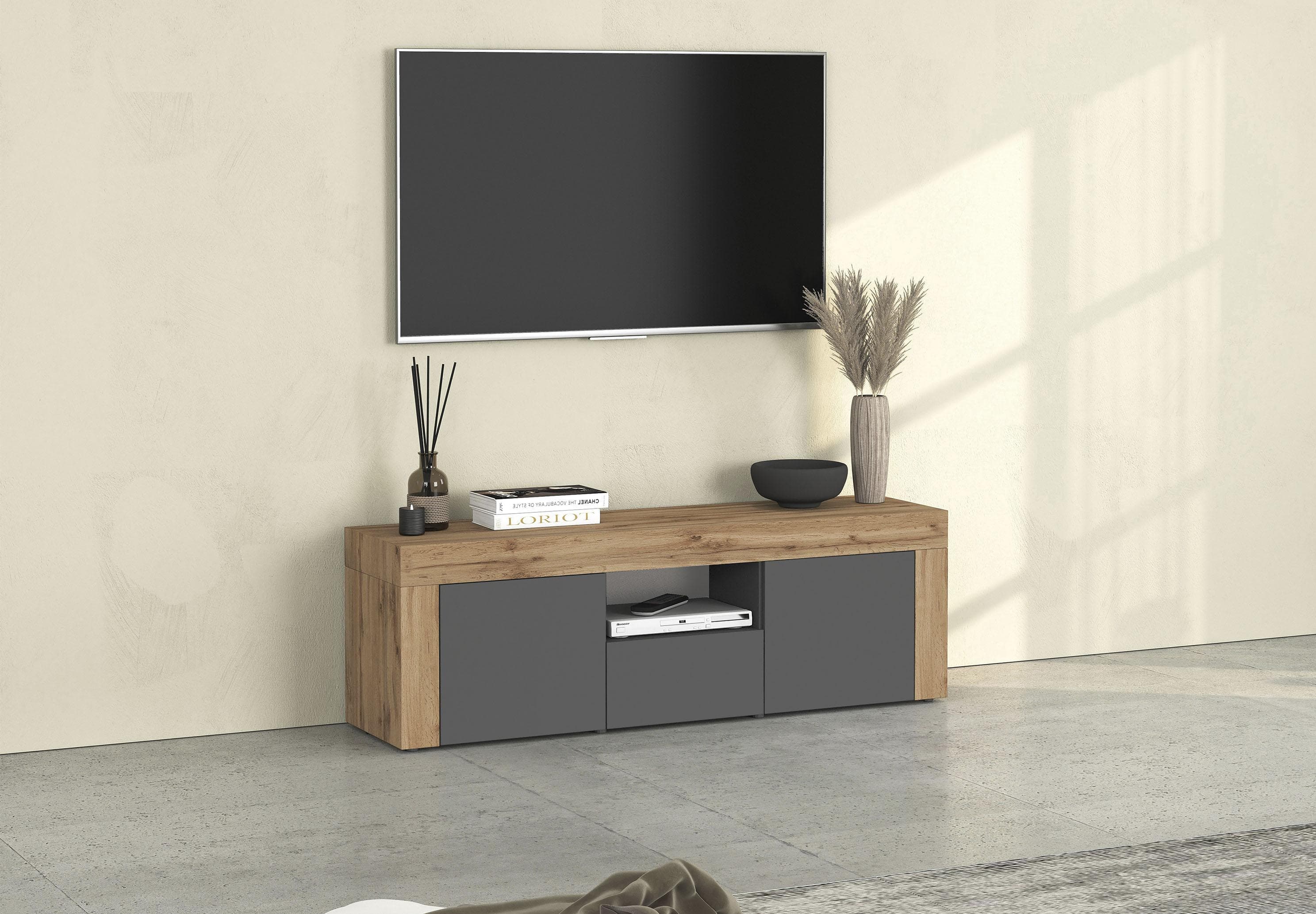 OTTO home Lowboard CHRONOS Anthrazit Eiche Push-to-Open