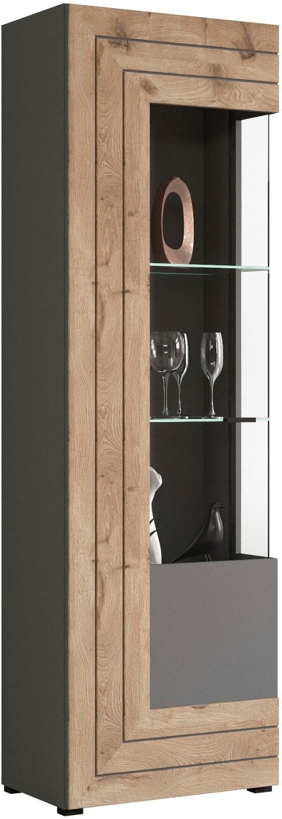 Vitrine INOSIGN Aalborg 194 cm 1 Glastür 2 Glaseinlegeböden Metallgriffe