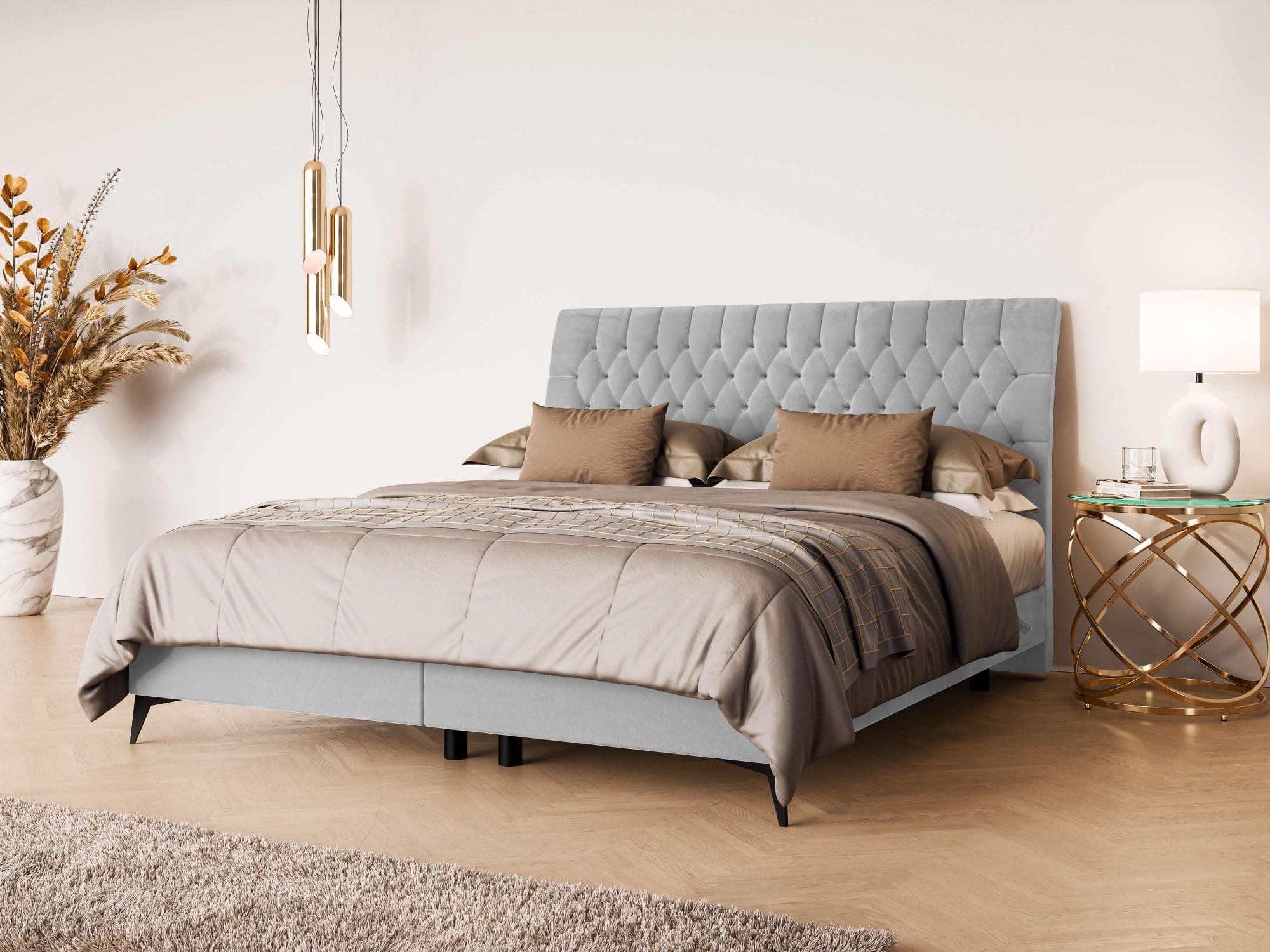 HOME AFFAIRE Bett SYDNEE mit Matratze und Topper hellgrau