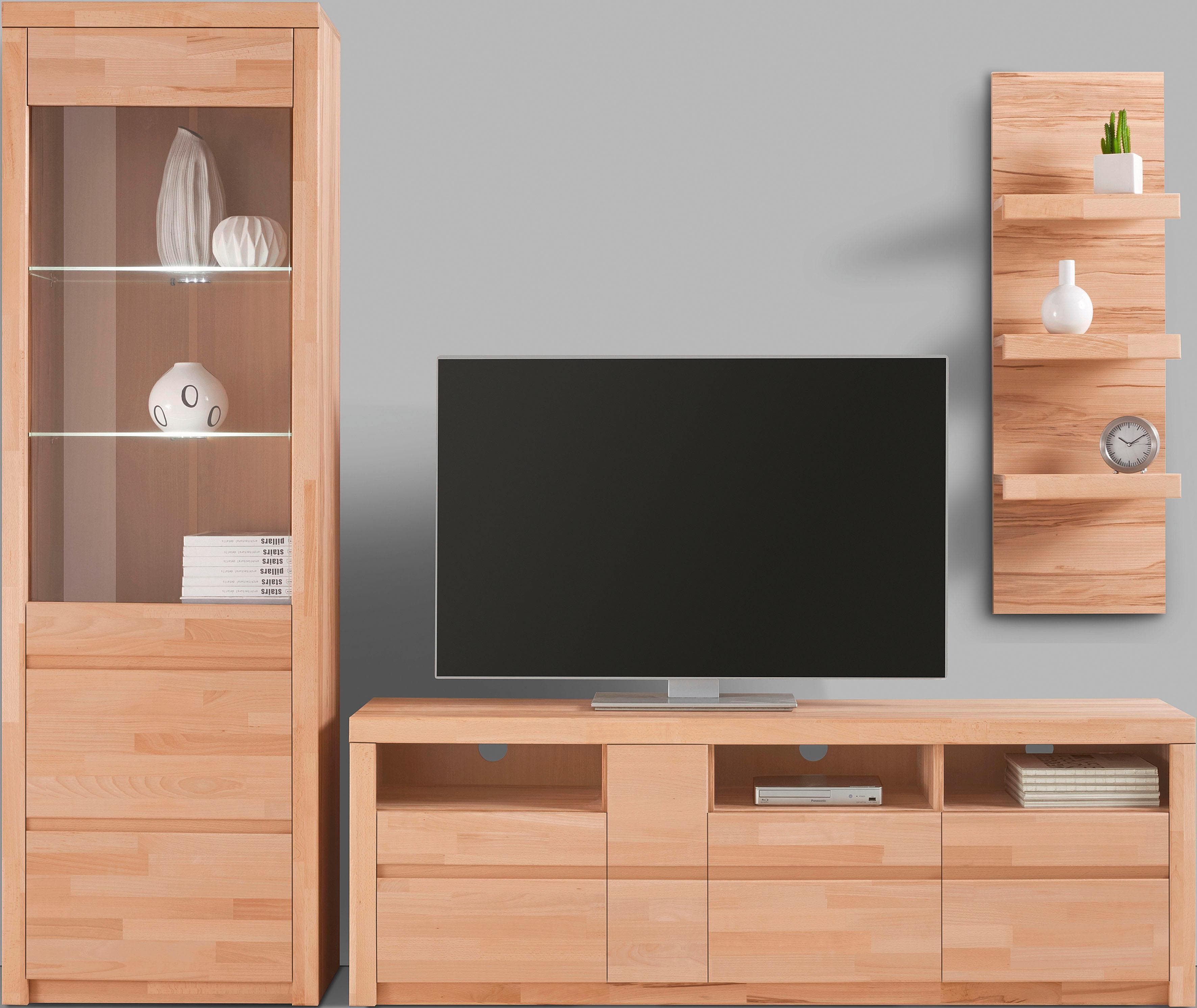 Wohnwand HOME AFFAIRE Silkeborg Beige Kernbuche Teilmassiv