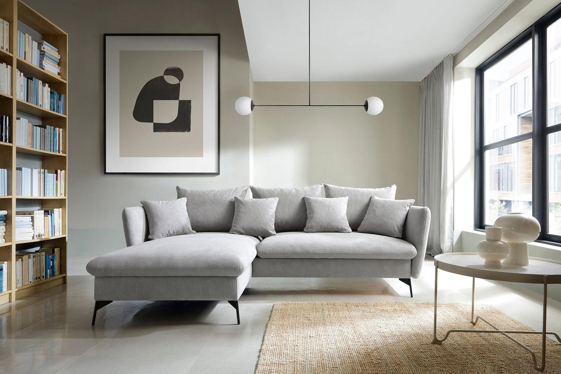OTTO HOME Ecksofa LIVORNO L-Form Hellgrau mit Schlaffunktion