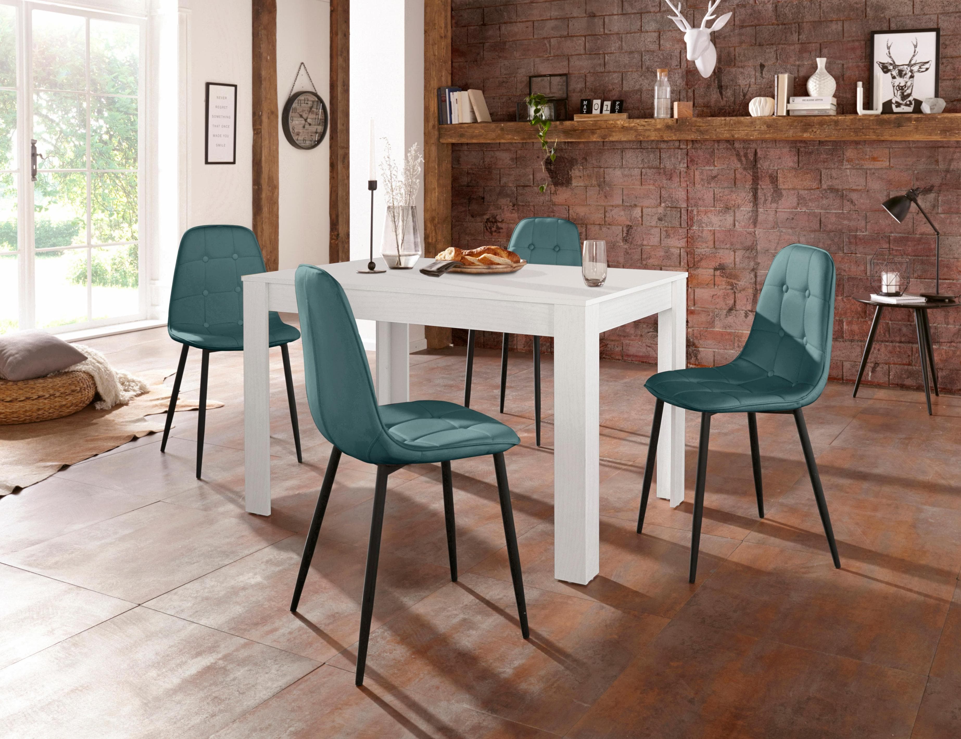 OTTO HOME Essgruppe 120cm Blau Weiß mit 4 Stühlen